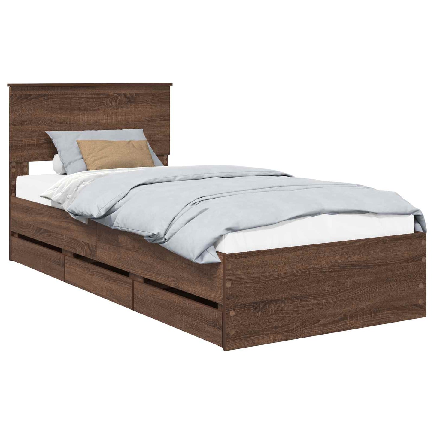 Bedframe met lade Bruin Eiken 90 x 200 cm Ingenieurshout is nu te koop bij PeponiXL, paradijselijk wonen!