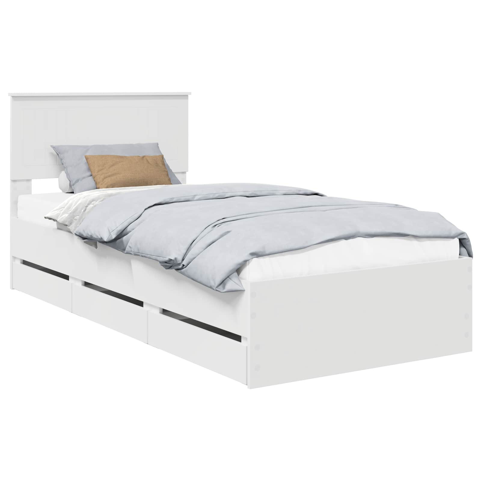 Bedframe met lade met hoofdeinde Wit 90 x 190 cm Ingenieurshout is nu te koop bij PeponiXL, paradijselijk wonen!