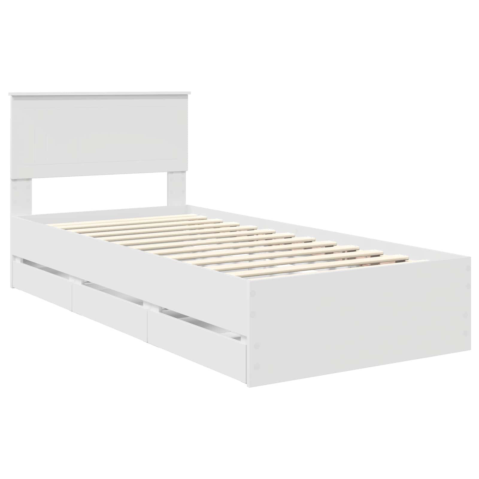 Bedframe met lade met hoofdeinde Wit 90 x 190 cm Ingenieurshout is nu te koop bij PeponiXL, paradijselijk wonen!
