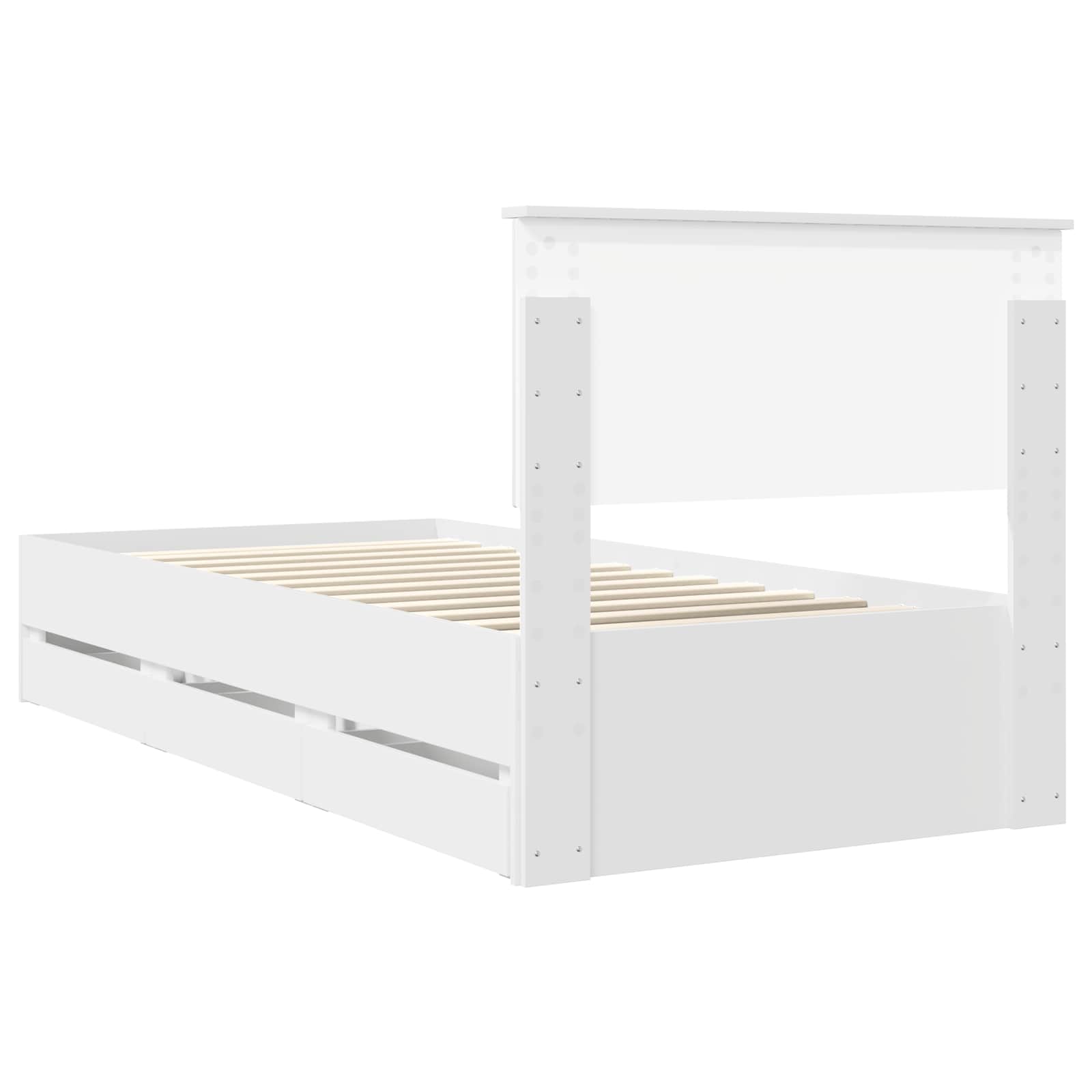 Bedframe met lade met hoofdeinde Wit 90 x 190 cm Ingenieurshout is nu te koop bij PeponiXL, paradijselijk wonen!
