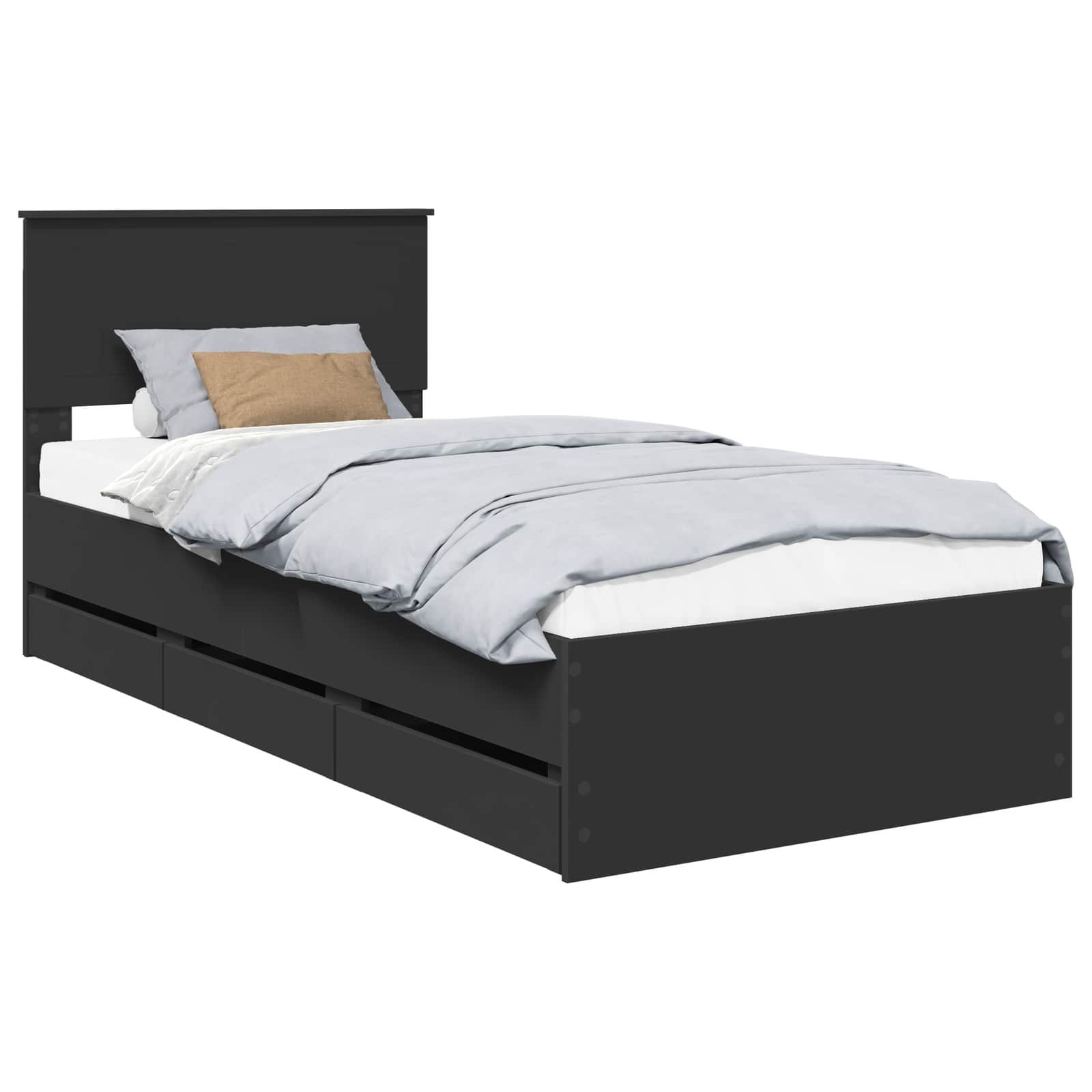 Bedframe met lade met opslag Zwart 90 x 190 cm Ingenieurshout is nu te koop bij PeponiXL, paradijselijk wonen!