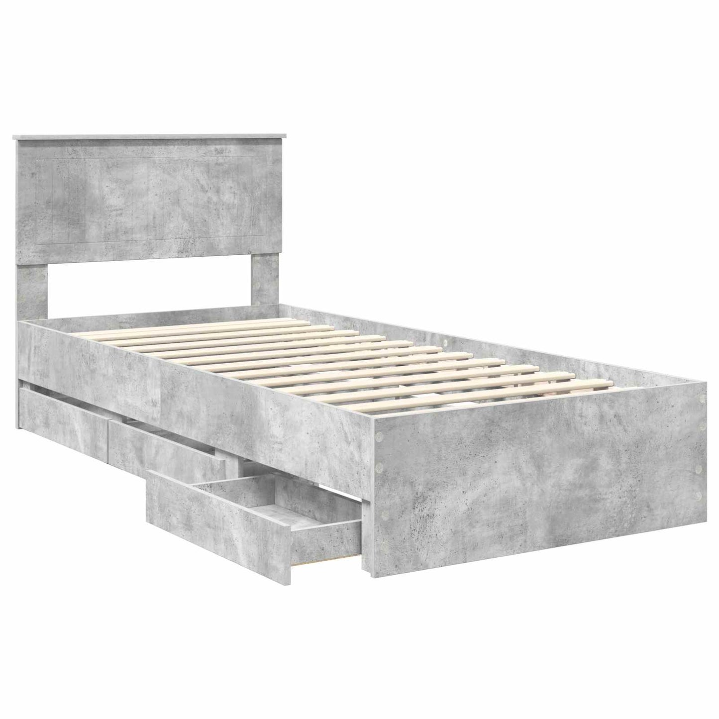 Bedframe met lade Beton Grijs 90 x 190 cm Ingenieurshout is nu te koop bij PeponiXL, paradijselijk wonen!