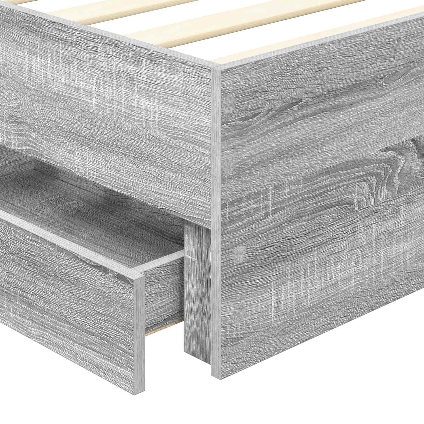Bedframe met lade Grijs Sonoma 90 x 190 cm Ingenieurshout is nu te koop bij PeponiXL, paradijselijk wonen!