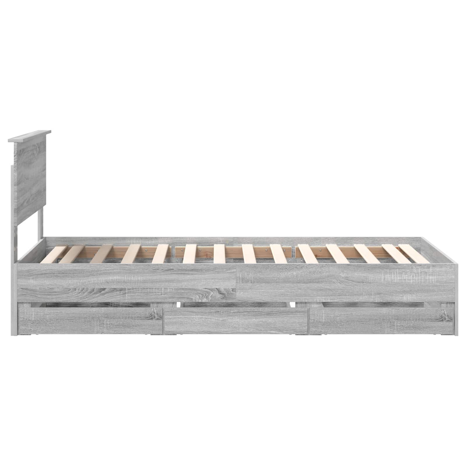 Bedframe met lade Grijs Sonoma 90 x 190 cm Ingenieurshout is nu te koop bij PeponiXL, paradijselijk wonen!