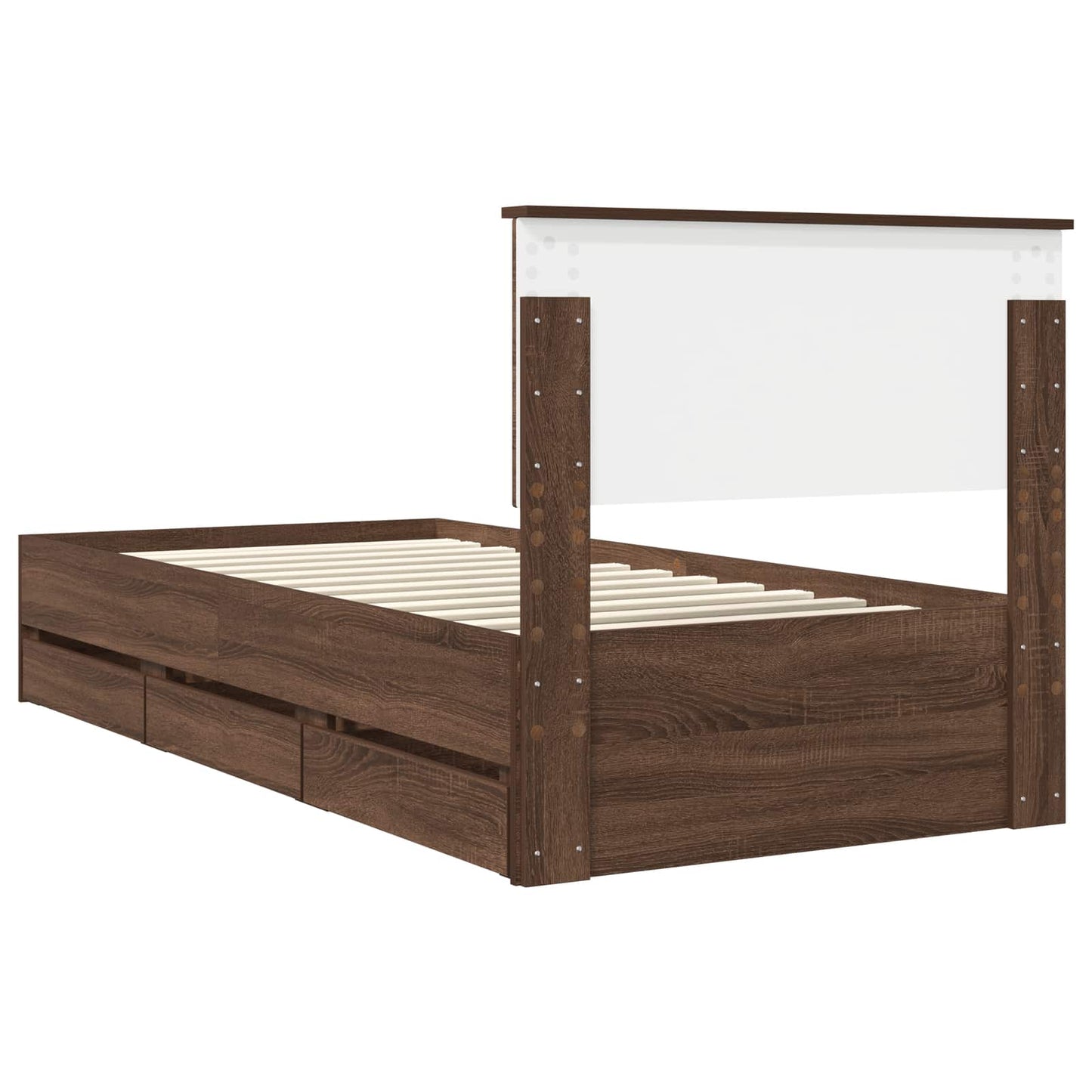 Bedframe met lade Bruin Eiken 90 x 190 cm Ingenieurshout is nu te koop bij PeponiXL, paradijselijk wonen!