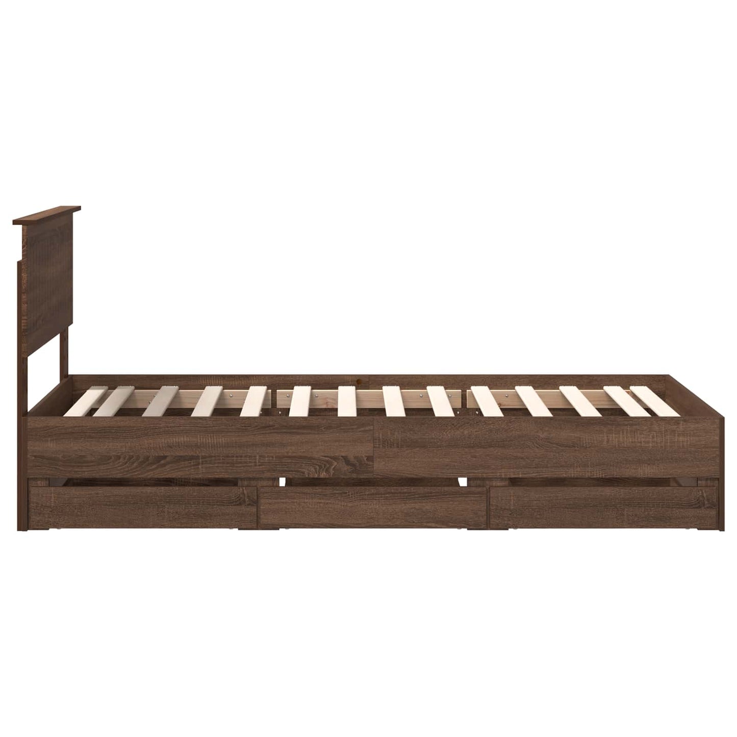 Bedframe met lade Bruin Eiken 90 x 190 cm Ingenieurshout is nu te koop bij PeponiXL, paradijselijk wonen!