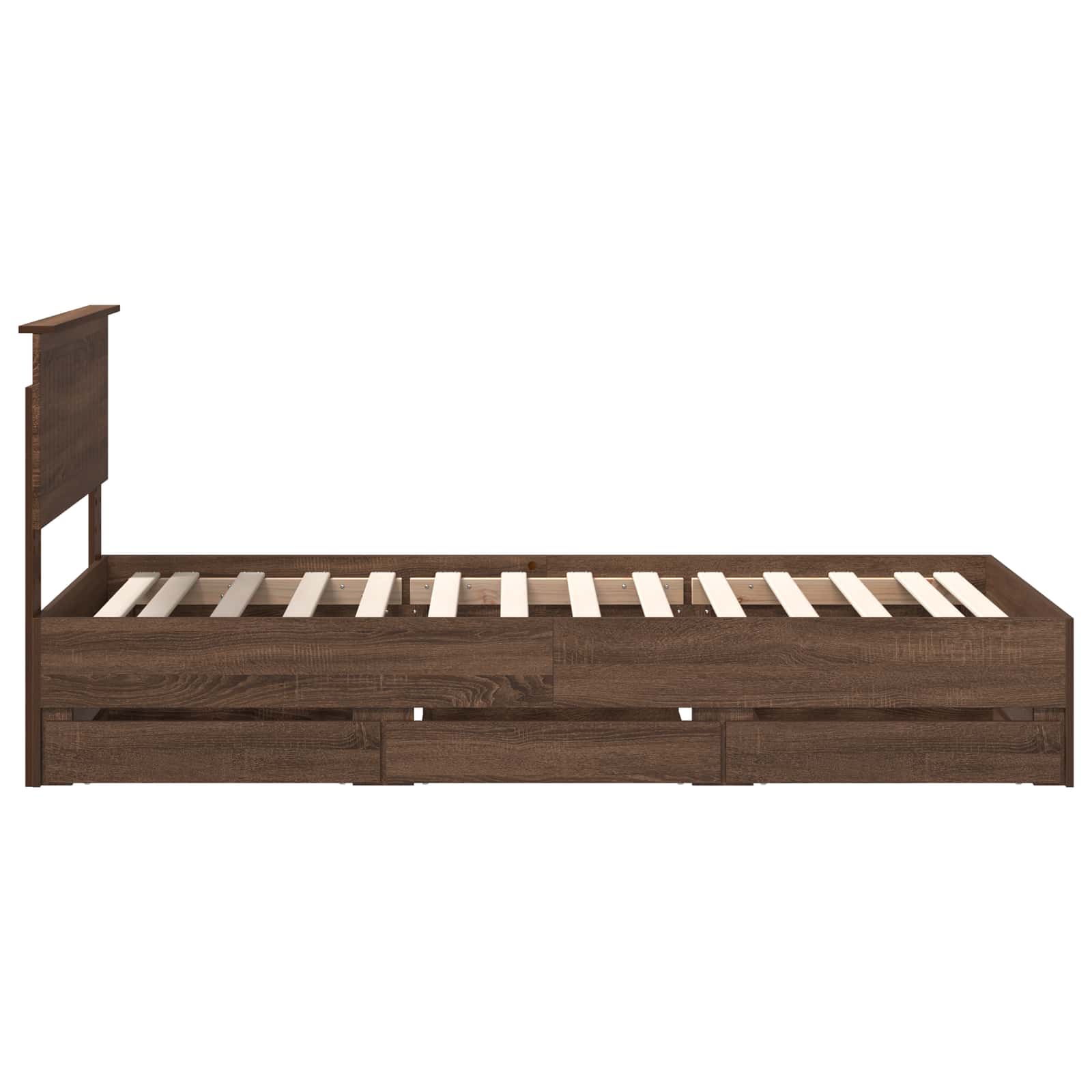 Bedframe met lade Bruin Eiken 90 x 190 cm Ingenieurshout is nu te koop bij PeponiXL, paradijselijk wonen!
