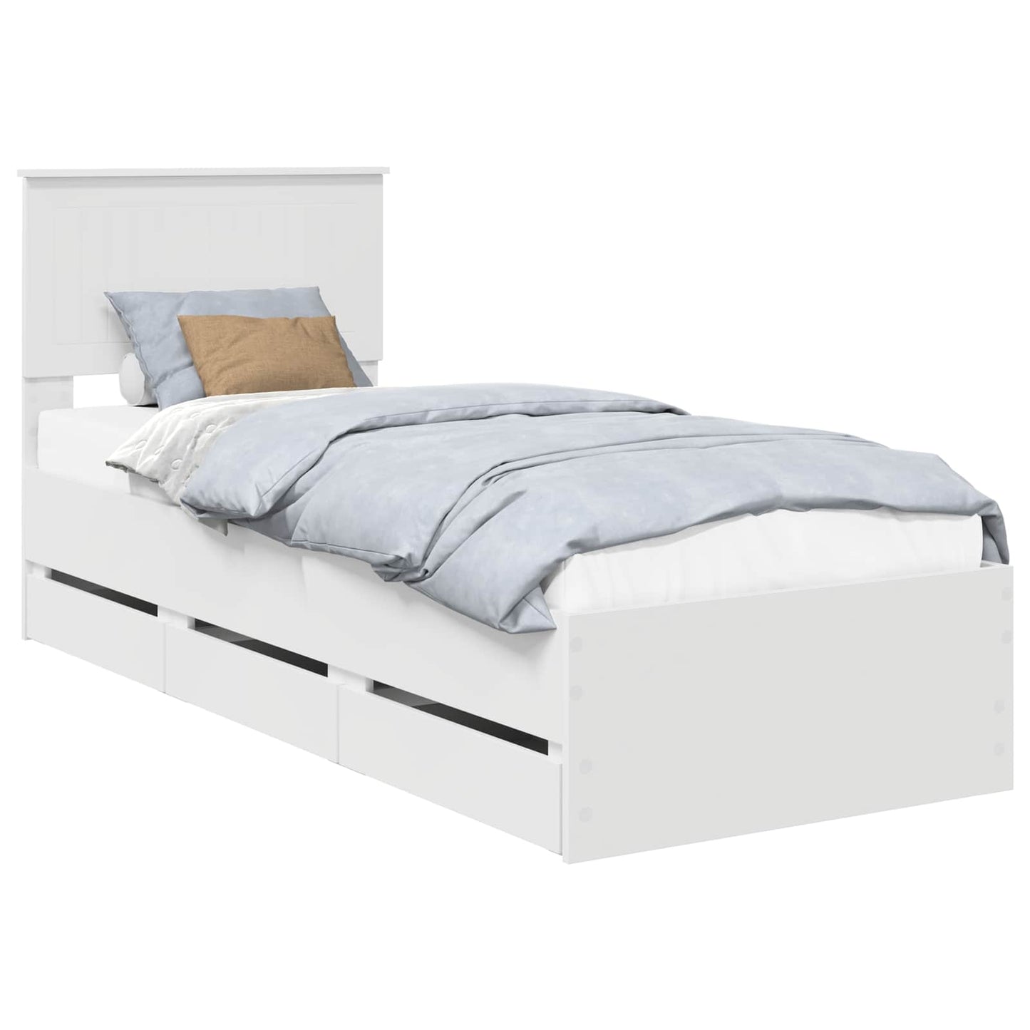 Bedframe met lade met hoofdeinde Wit 75 x 190 cm Ingenieurshout is nu te koop bij PeponiXL, paradijselijk wonen!