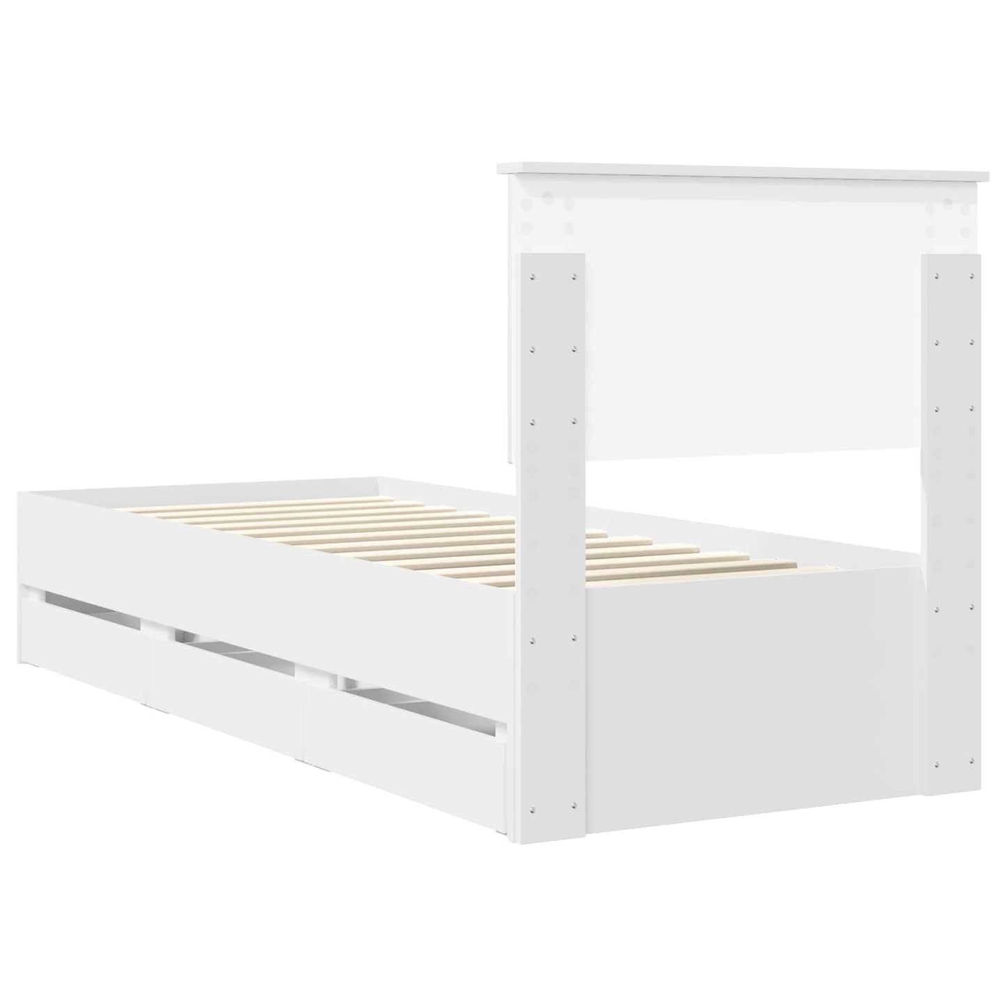 Bedframe met lade met hoofdeinde Wit 75 x 190 cm Ingenieurshout is nu te koop bij PeponiXL, paradijselijk wonen!