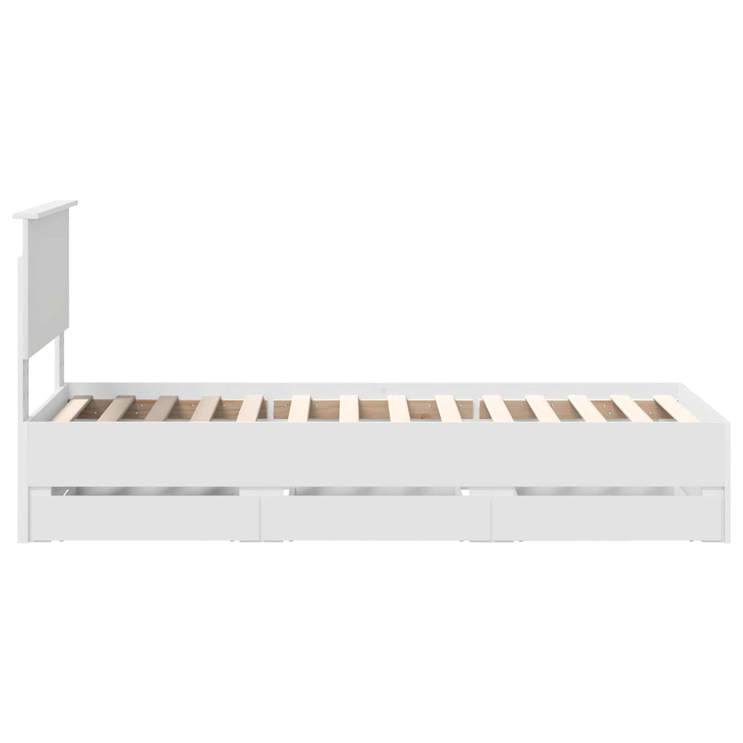 Bedframe met lade met hoofdeinde Wit 75 x 190 cm Ingenieurshout is nu te koop bij PeponiXL, paradijselijk wonen!
