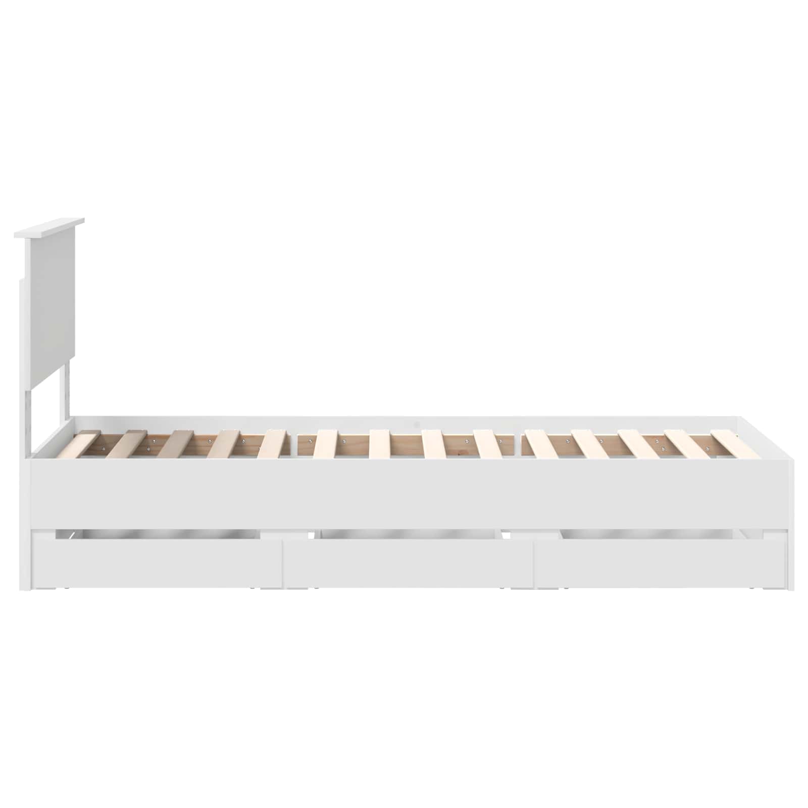 Bedframe met lade met hoofdeinde Wit 75 x 190 cm Ingenieurshout is nu te koop bij PeponiXL, paradijselijk wonen!