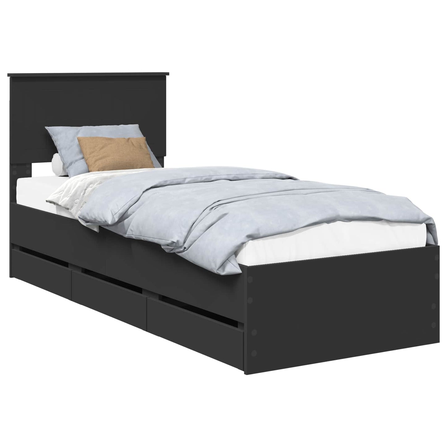 Bedframe met lade met opslag Zwart 75 x 190 cm Ingenieurshout is nu te koop bij PeponiXL, paradijselijk wonen!