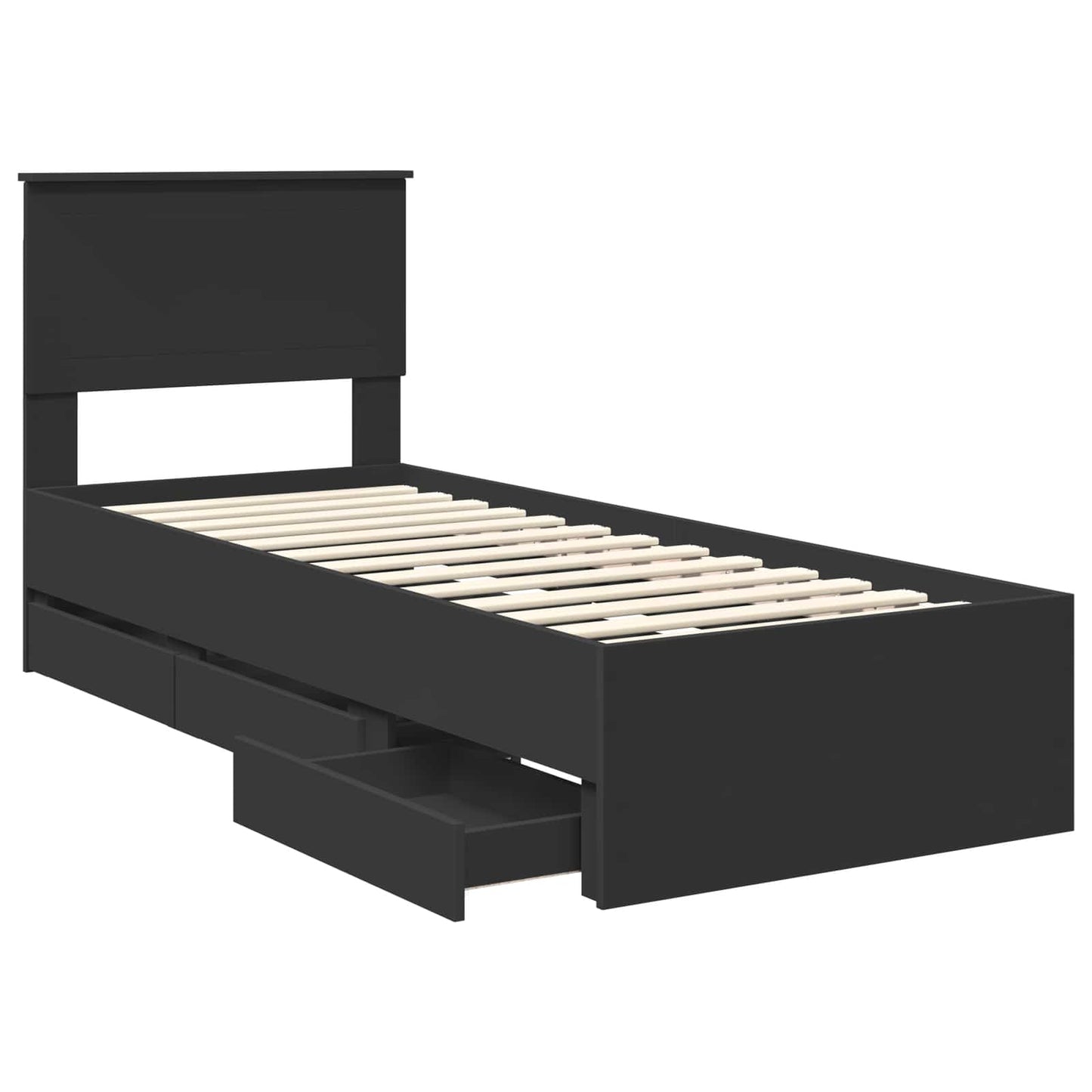 Bedframe met lade met opslag Zwart 75 x 190 cm Ingenieurshout is nu te koop bij PeponiXL, paradijselijk wonen!