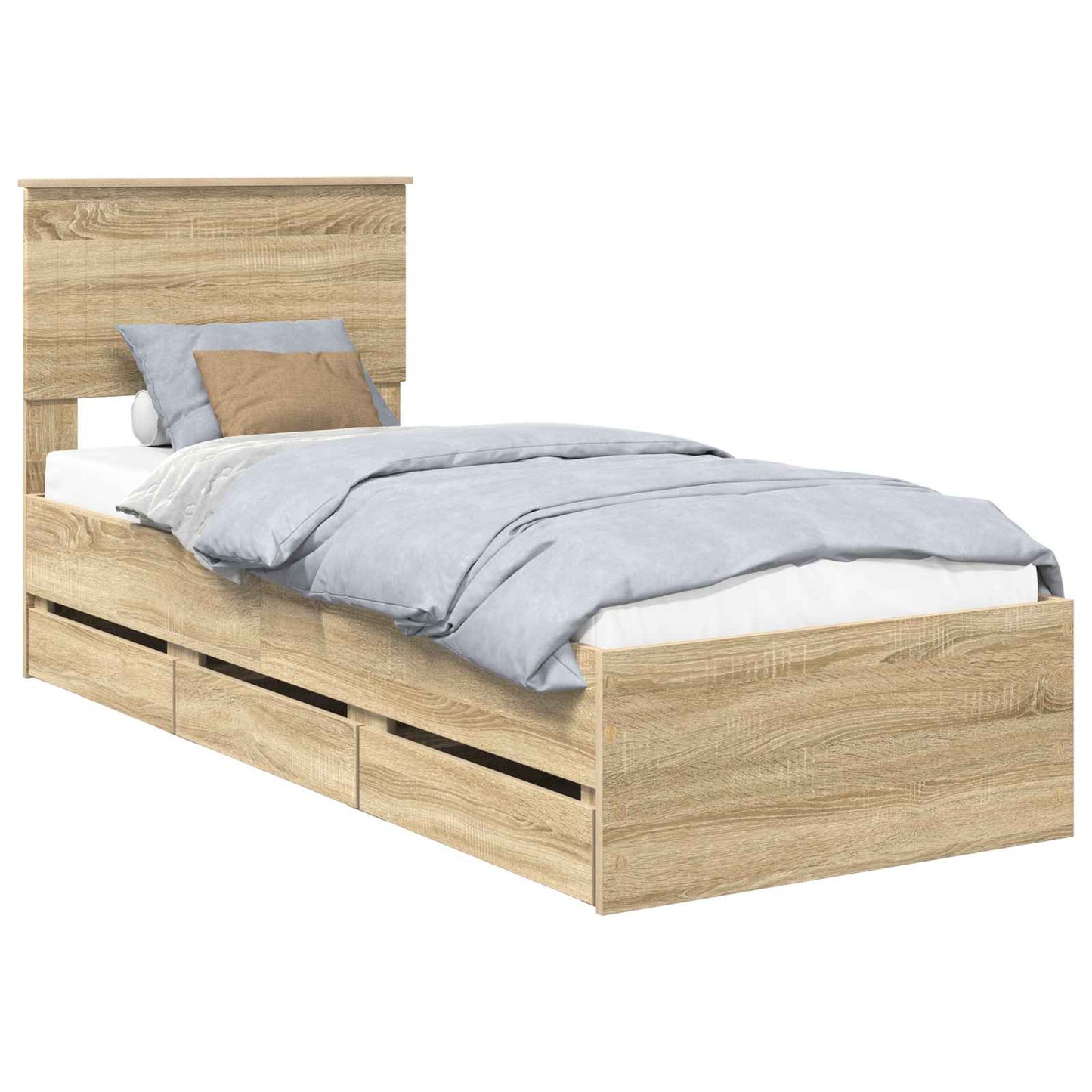 Bedframe met lade Sonoma Eiken 75 x 190 cm Ingenieurshout is nu te koop bij PeponiXL, paradijselijk wonen!