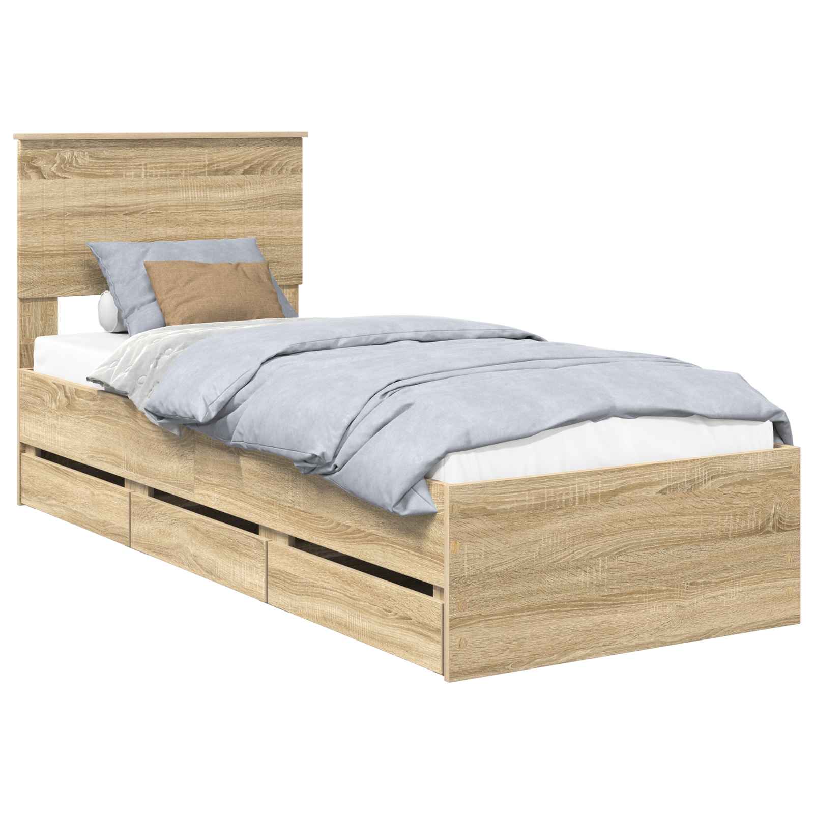 Bedframe met lade Sonoma Eiken 75 x 190 cm Ingenieurshout is nu te koop bij PeponiXL, paradijselijk wonen!