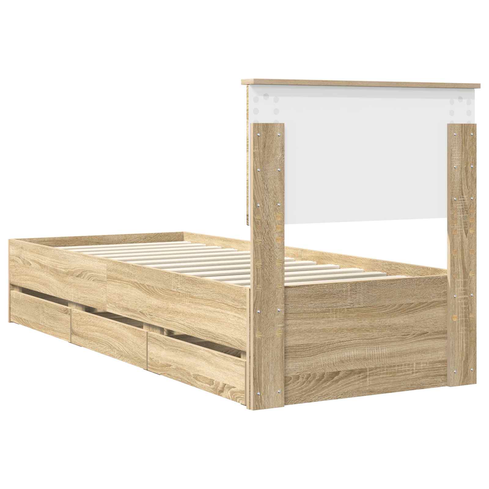 Bedframe met lade Sonoma Eiken 75 x 190 cm Ingenieurshout is nu te koop bij PeponiXL, paradijselijk wonen!