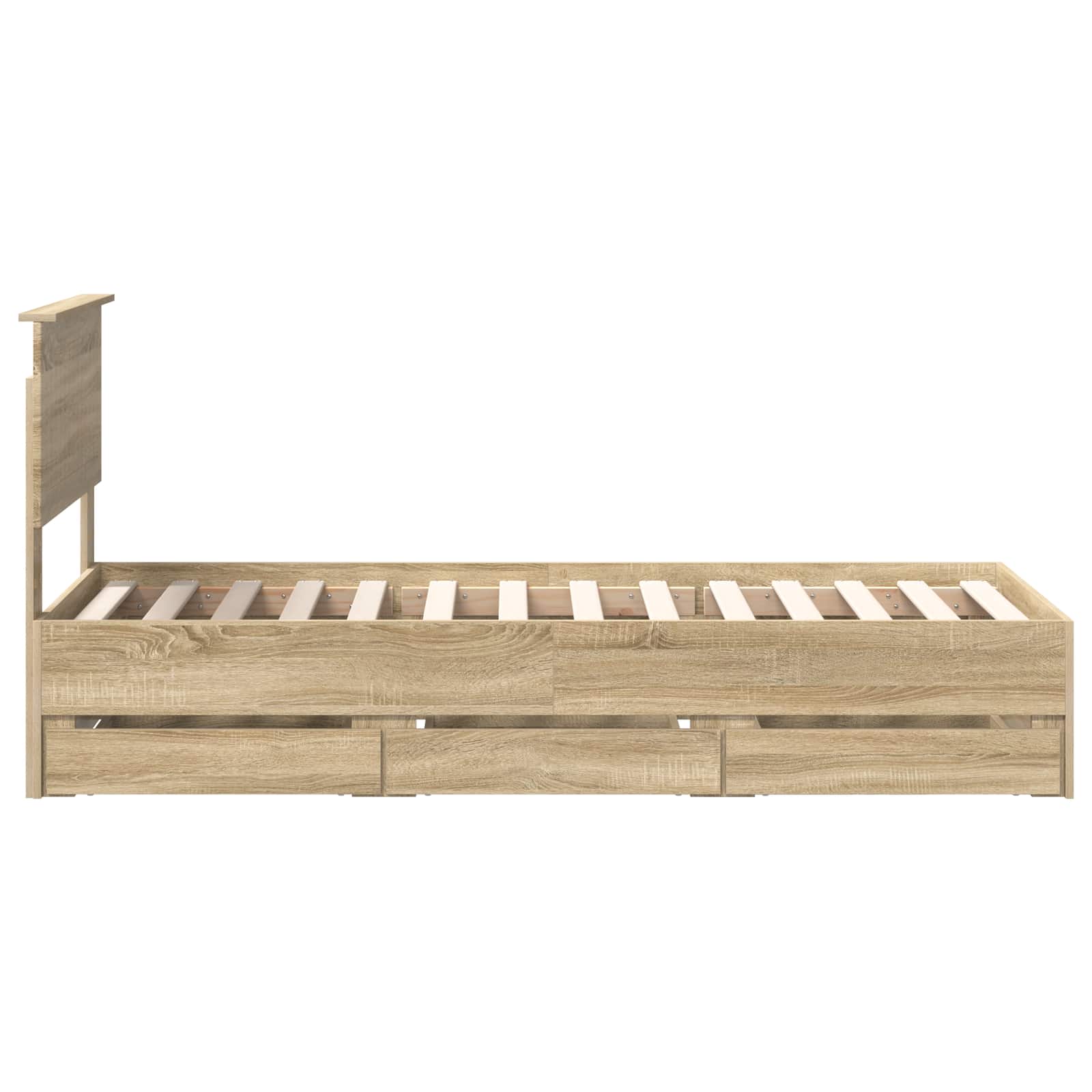 Bedframe met lade Sonoma Eiken 75 x 190 cm Ingenieurshout is nu te koop bij PeponiXL, paradijselijk wonen!