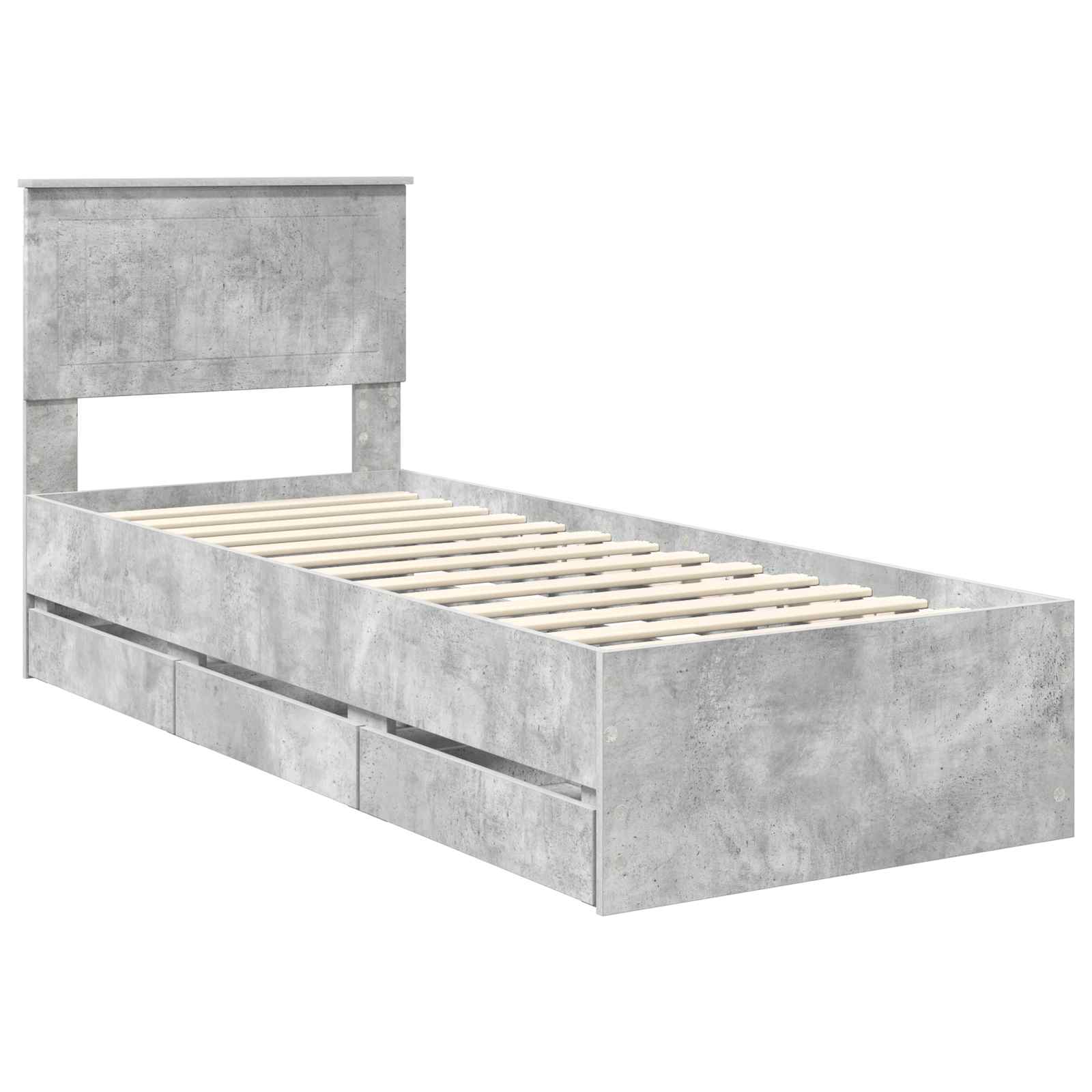 Bedframe met lade Beton Grijs 75 x 190 cm Ingenieurshout is nu te koop bij PeponiXL, paradijselijk wonen!