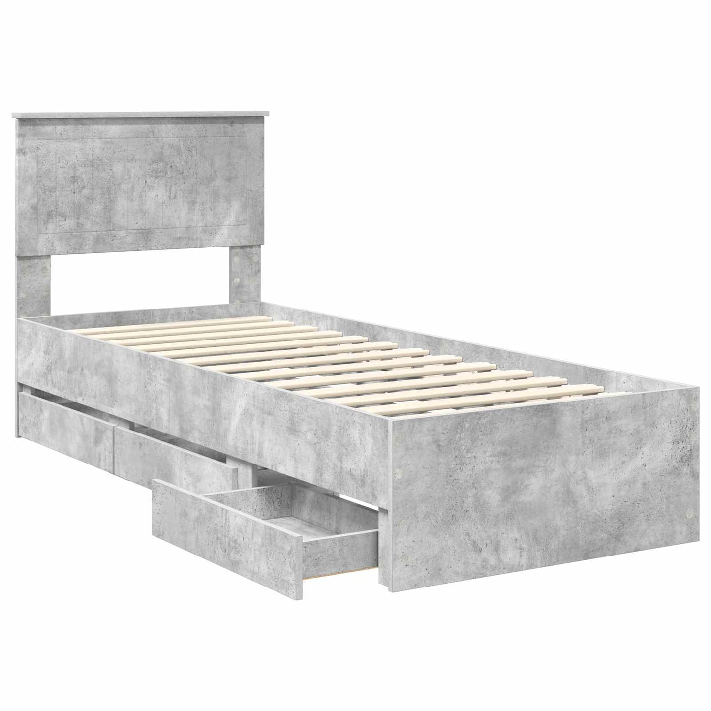 Bedframe met lade Beton Grijs 75 x 190 cm Ingenieurshout is nu te koop bij PeponiXL, paradijselijk wonen!