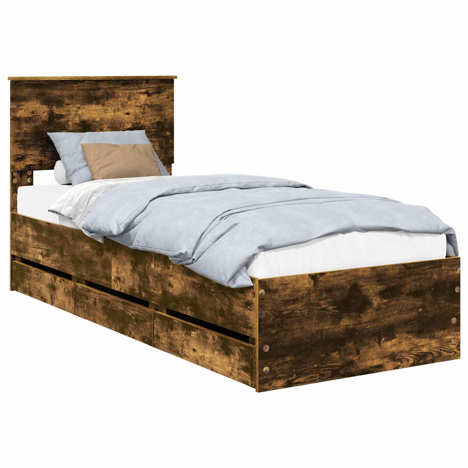 Bedframe met lade Gerookt eiken 75 x 190 cm Ingenieurshout is nu te koop bij PeponiXL, paradijselijk wonen!