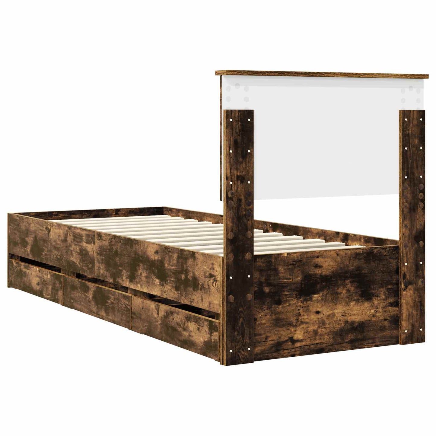 Bedframe met lade Gerookt eiken 75 x 190 cm Ingenieurshout is nu te koop bij PeponiXL, paradijselijk wonen!