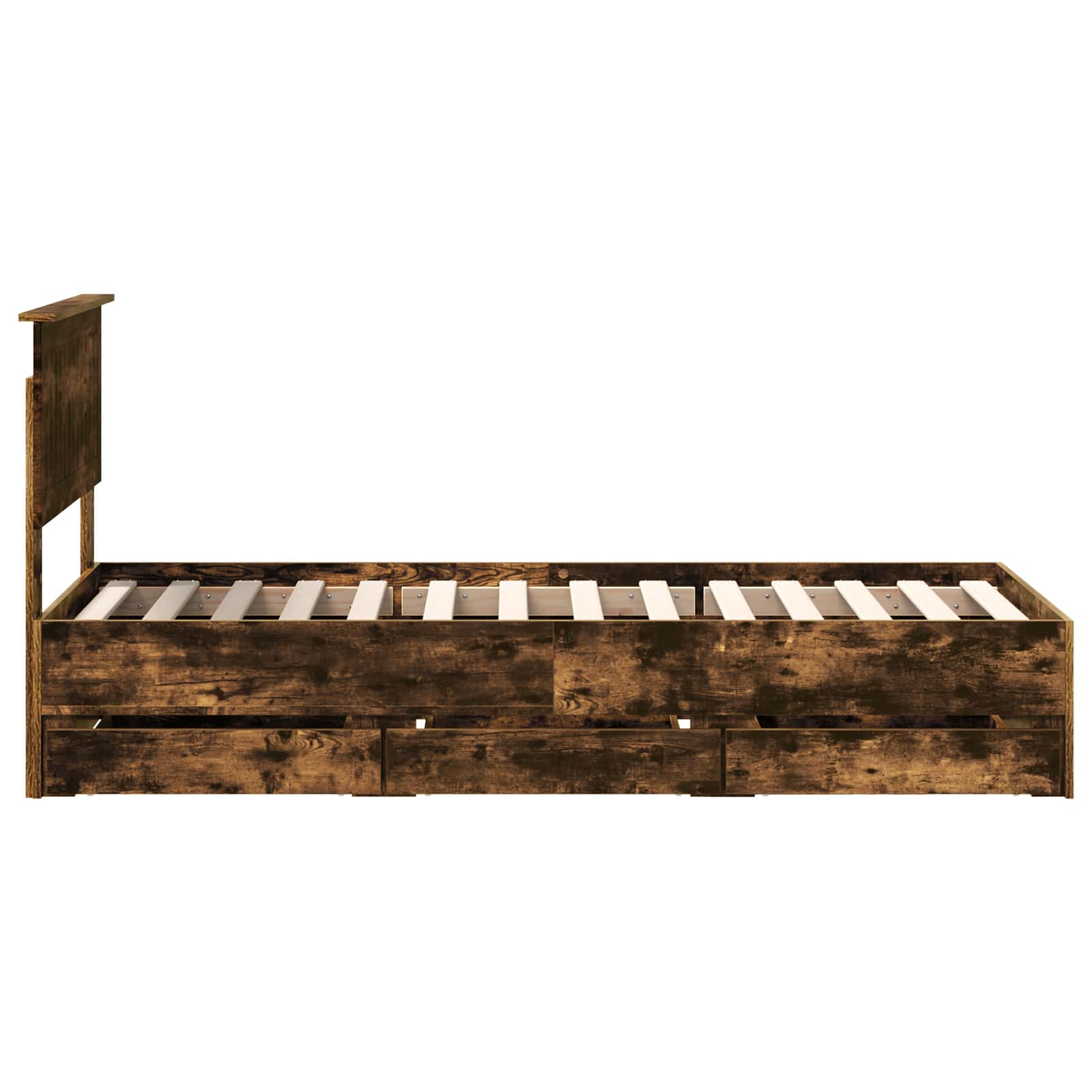 Bedframe met lade Gerookt eiken 75 x 190 cm Ingenieurshout is nu te koop bij PeponiXL, paradijselijk wonen!