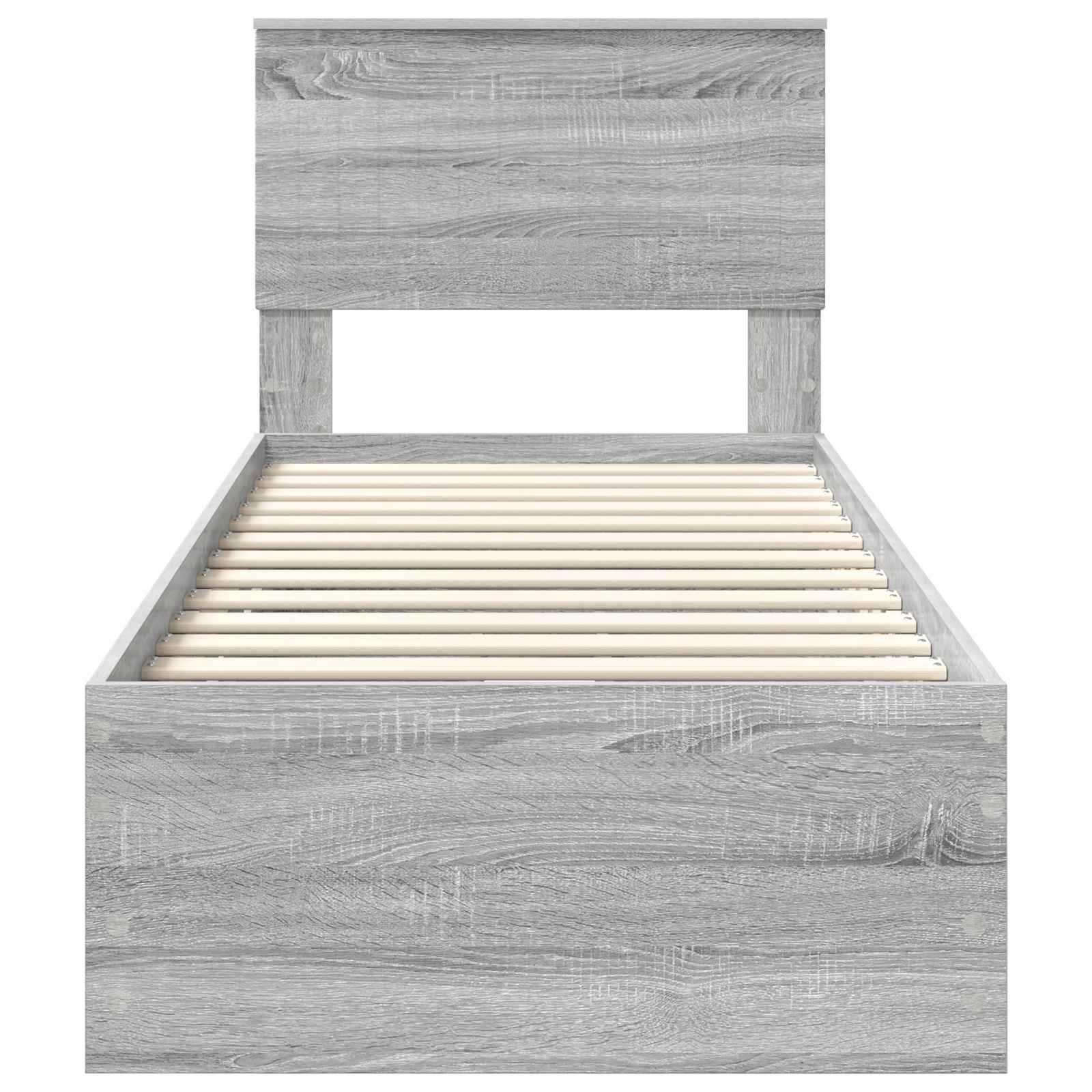 Bedframe met lade Grijs Sonoma 75 x 190 cm Ingenieurshout is nu te koop bij PeponiXL, paradijselijk wonen!