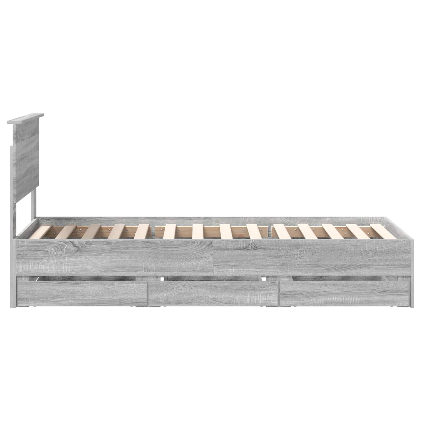 Bedframe met lade Grijs Sonoma 75 x 190 cm Ingenieurshout is nu te koop bij PeponiXL, paradijselijk wonen!