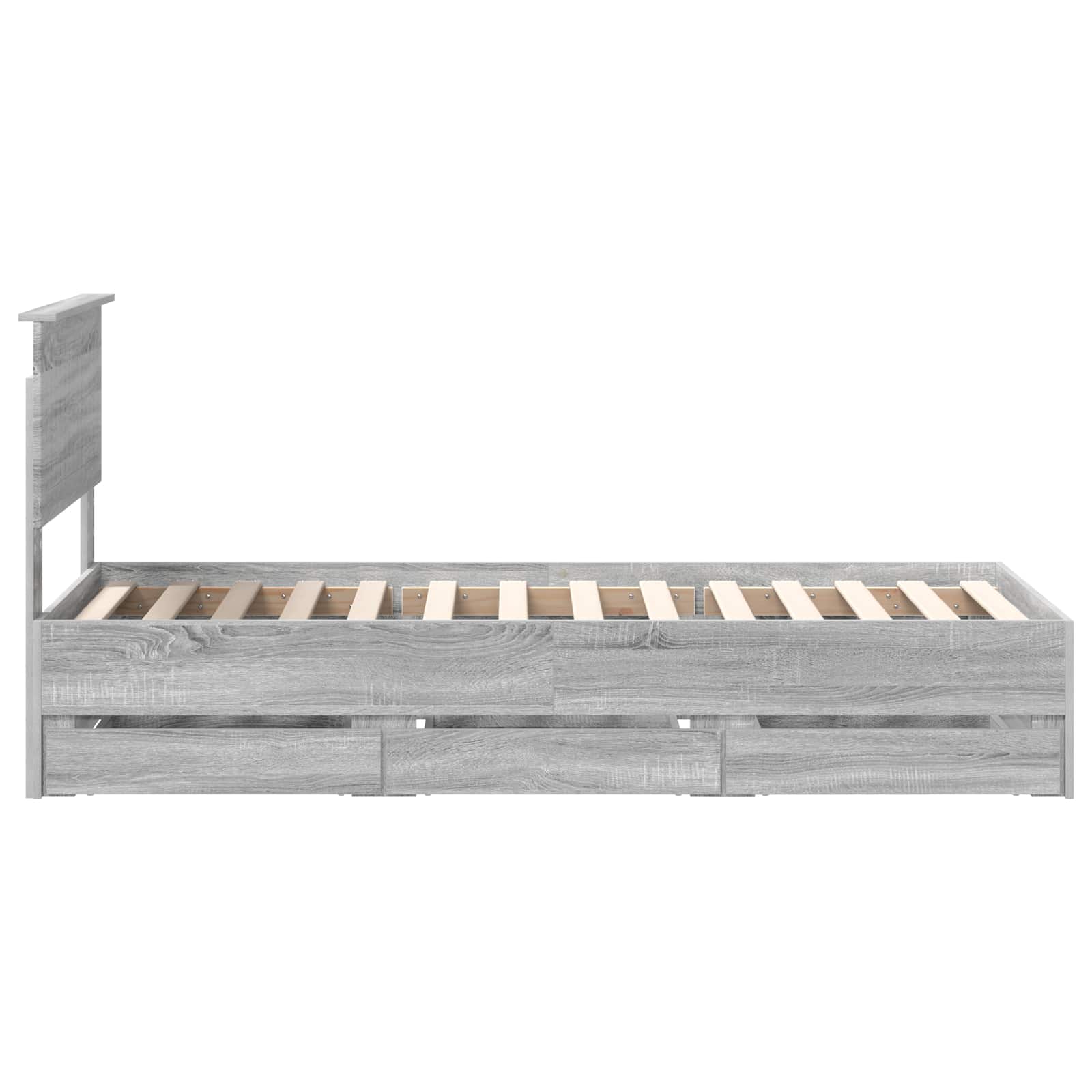 Bedframe met lade Grijs Sonoma 75 x 190 cm Ingenieurshout is nu te koop bij PeponiXL, paradijselijk wonen!