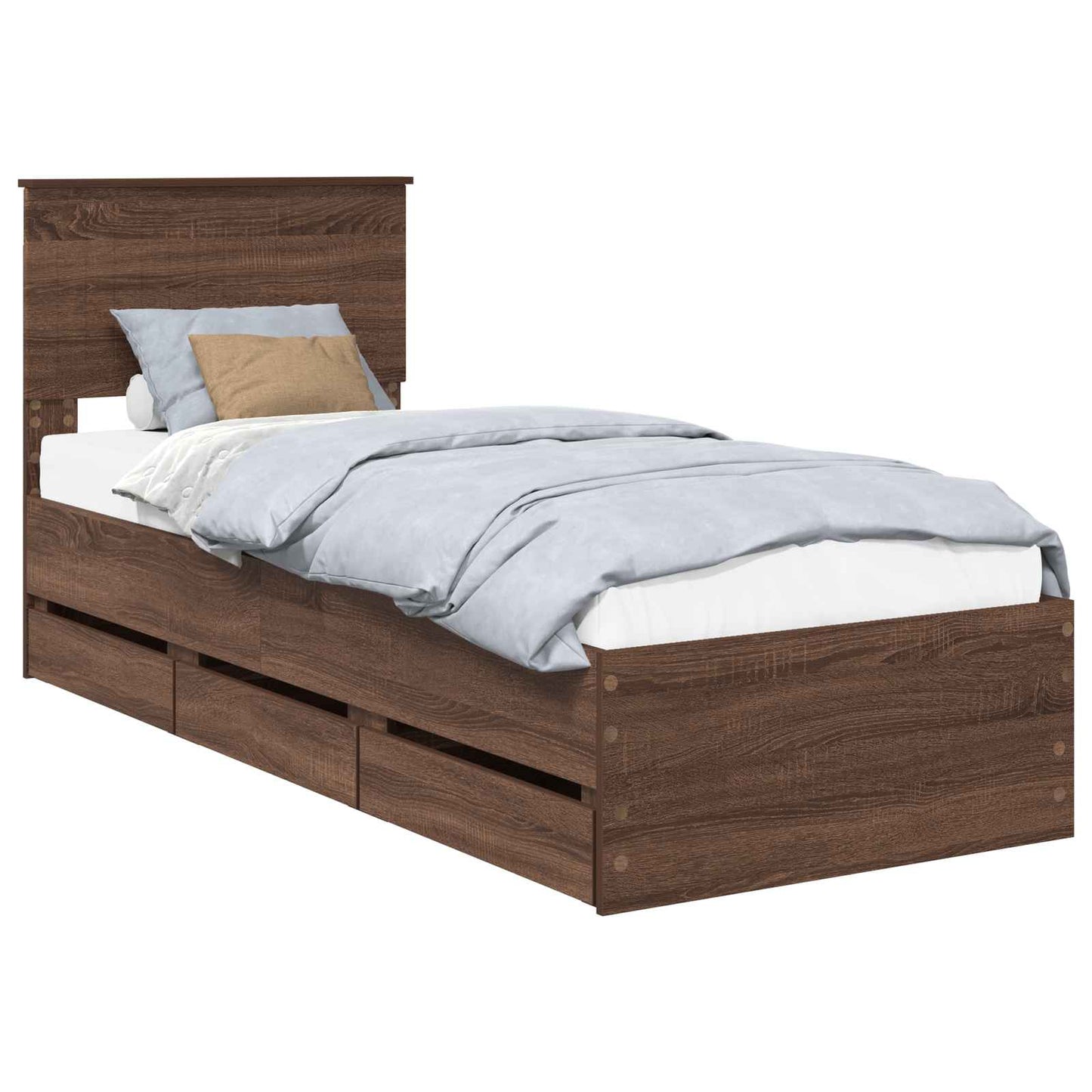 Bedframe met lade Bruin Eiken 75 x 190 cm Ingenieurshout is nu te koop bij PeponiXL, paradijselijk wonen!