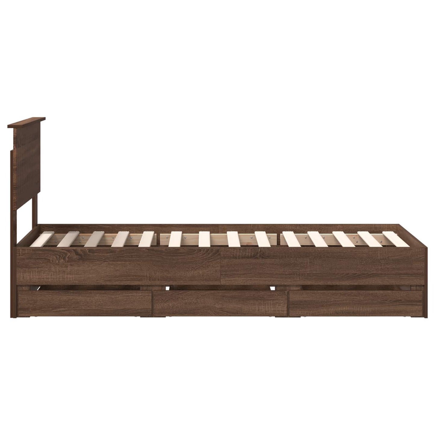Bedframe met lade Bruin Eiken 75 x 190 cm Ingenieurshout is nu te koop bij PeponiXL, paradijselijk wonen!