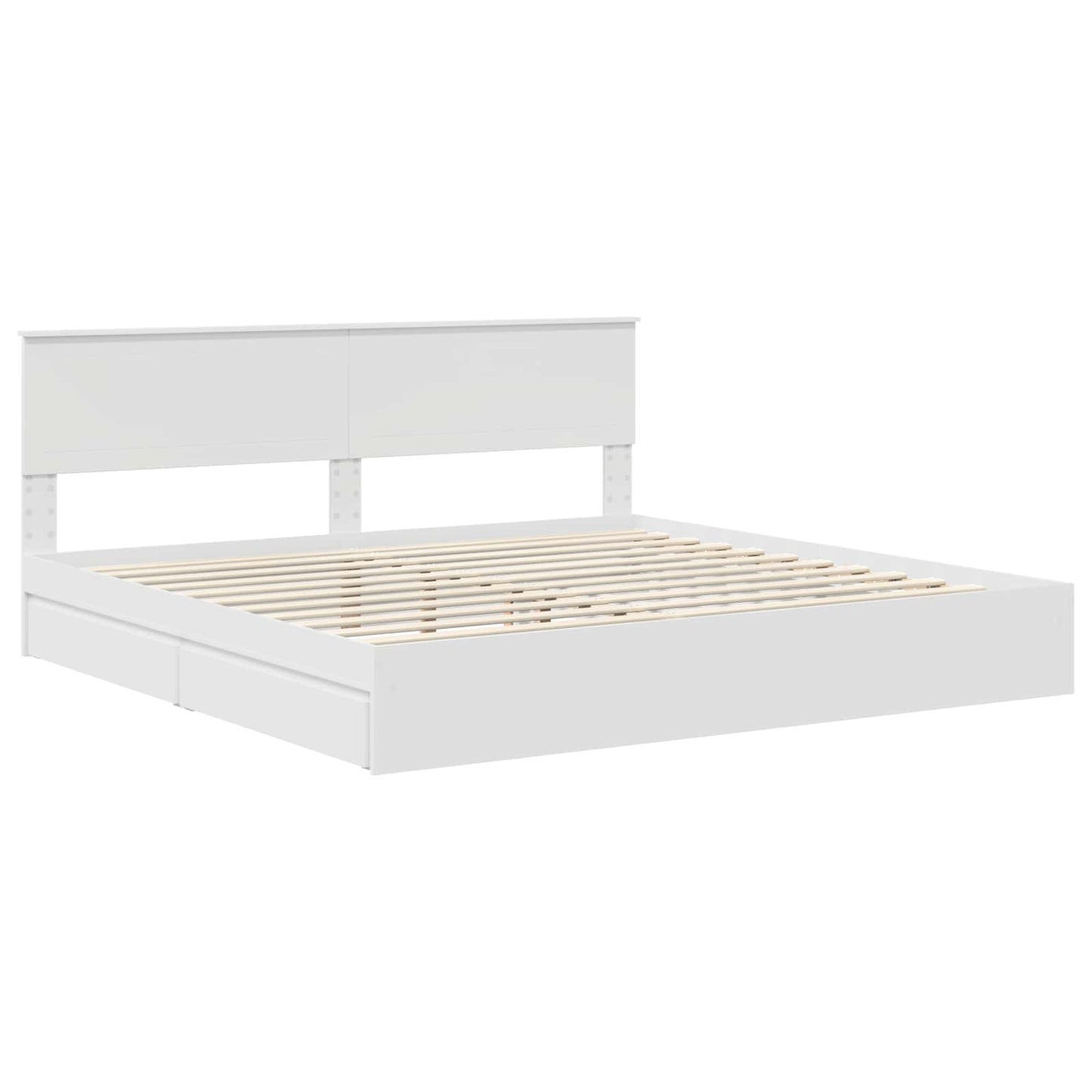 Opslag bed met hoofdeinde Wit 200 x 200 cm Bewerkt hout is nu te koop bij PeponiXL, paradijselijk wonen!