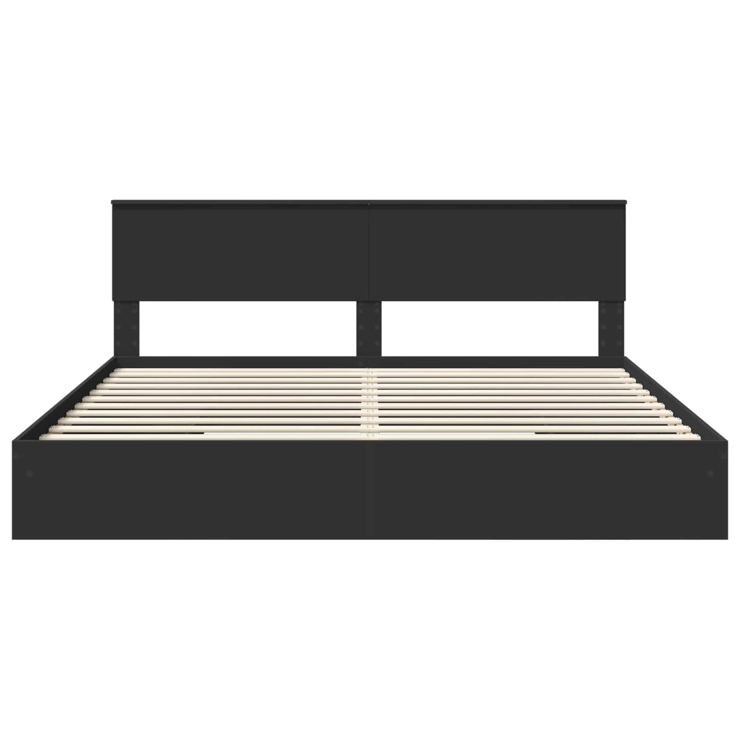 Opslag bed met hoofdeinde Zwart 200 x 200 cm Bewerkt hout is nu te koop bij PeponiXL, paradijselijk wonen!