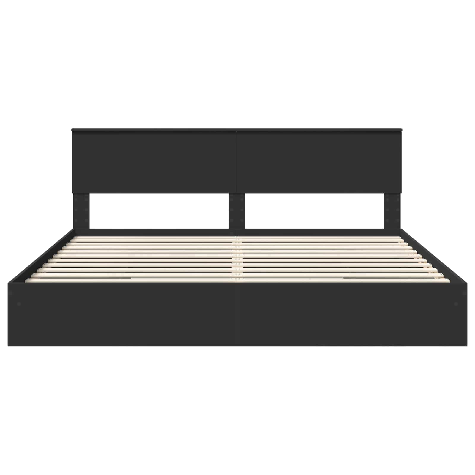 Opslag bed met hoofdeinde Zwart 200 x 200 cm Bewerkt hout is nu te koop bij PeponiXL, paradijselijk wonen!