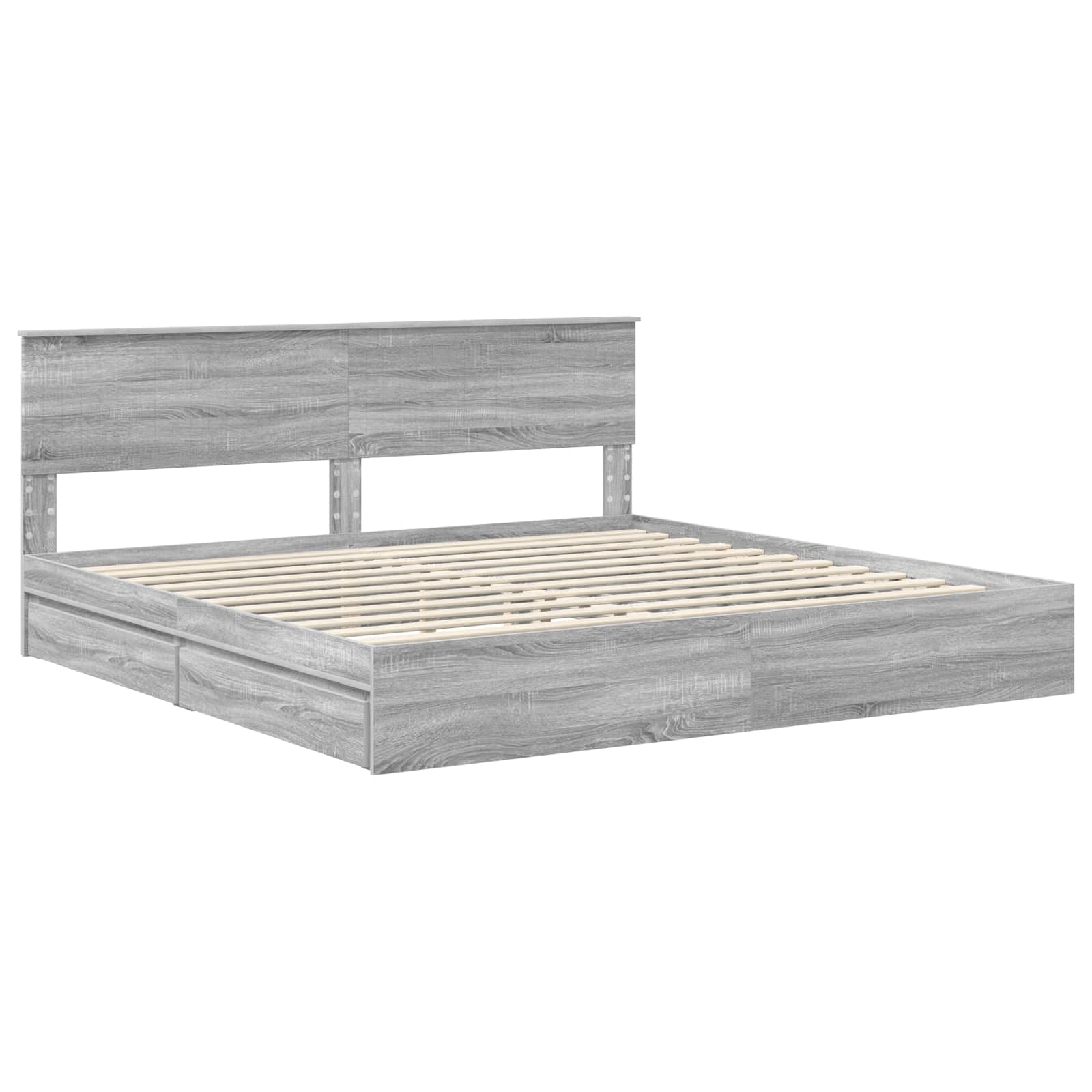 Opslag bed met lade Grijs Sonoma 200 x 200 cm Bewerkt hout is nu te koop bij PeponiXL, paradijselijk wonen!
