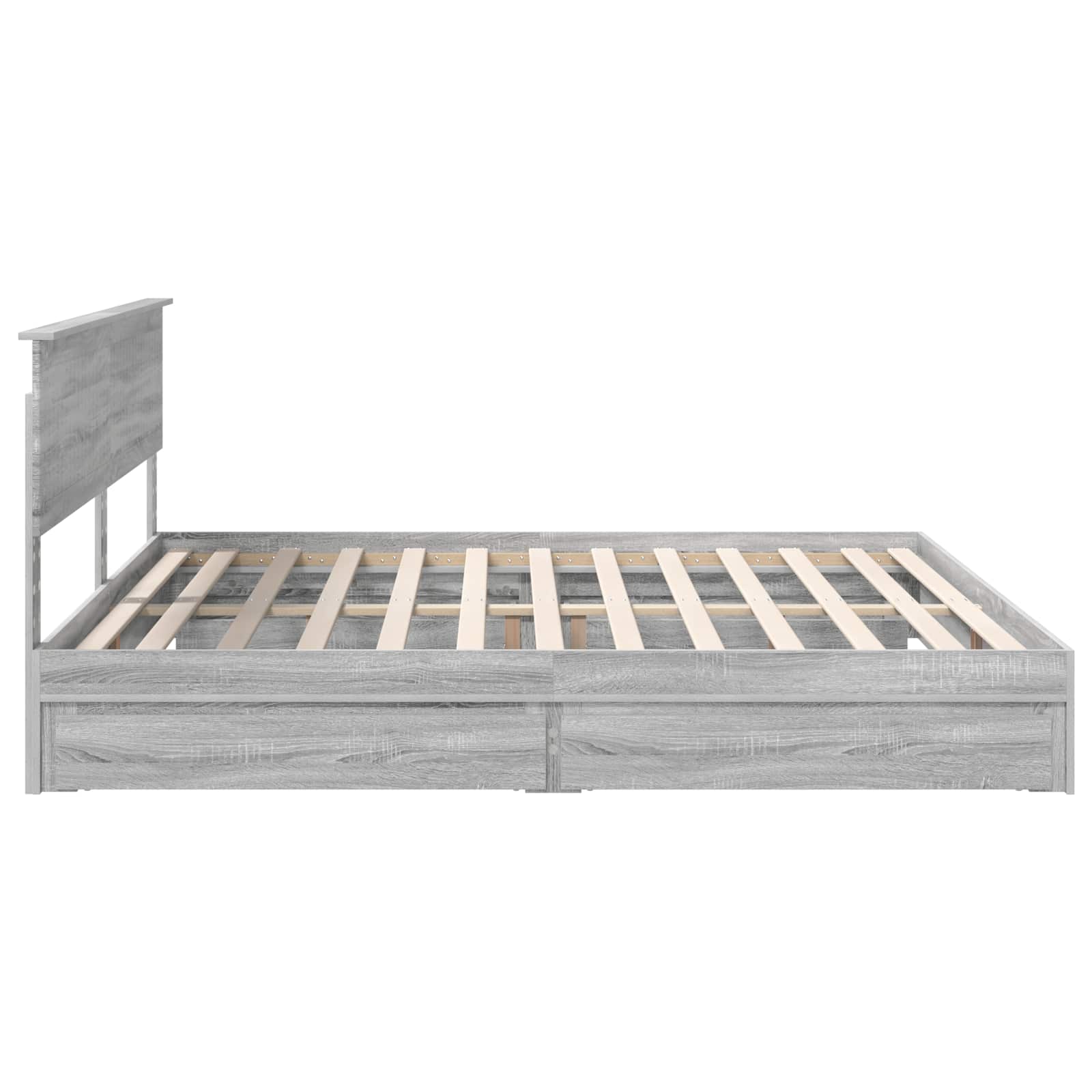 Opslag bed met lade Grijs Sonoma 200 x 200 cm Bewerkt hout is nu te koop bij PeponiXL, paradijselijk wonen!