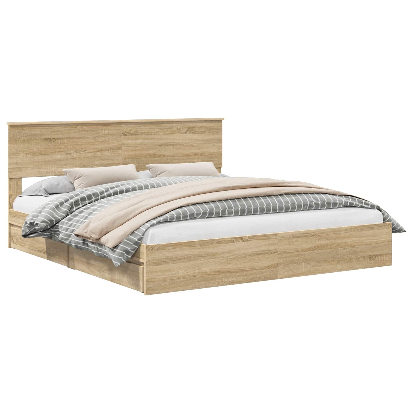 Opslag bed met lade Sonoma Eiken 180 x 200 cm Bewerkt hout is nu te koop bij PeponiXL, paradijselijk wonen!