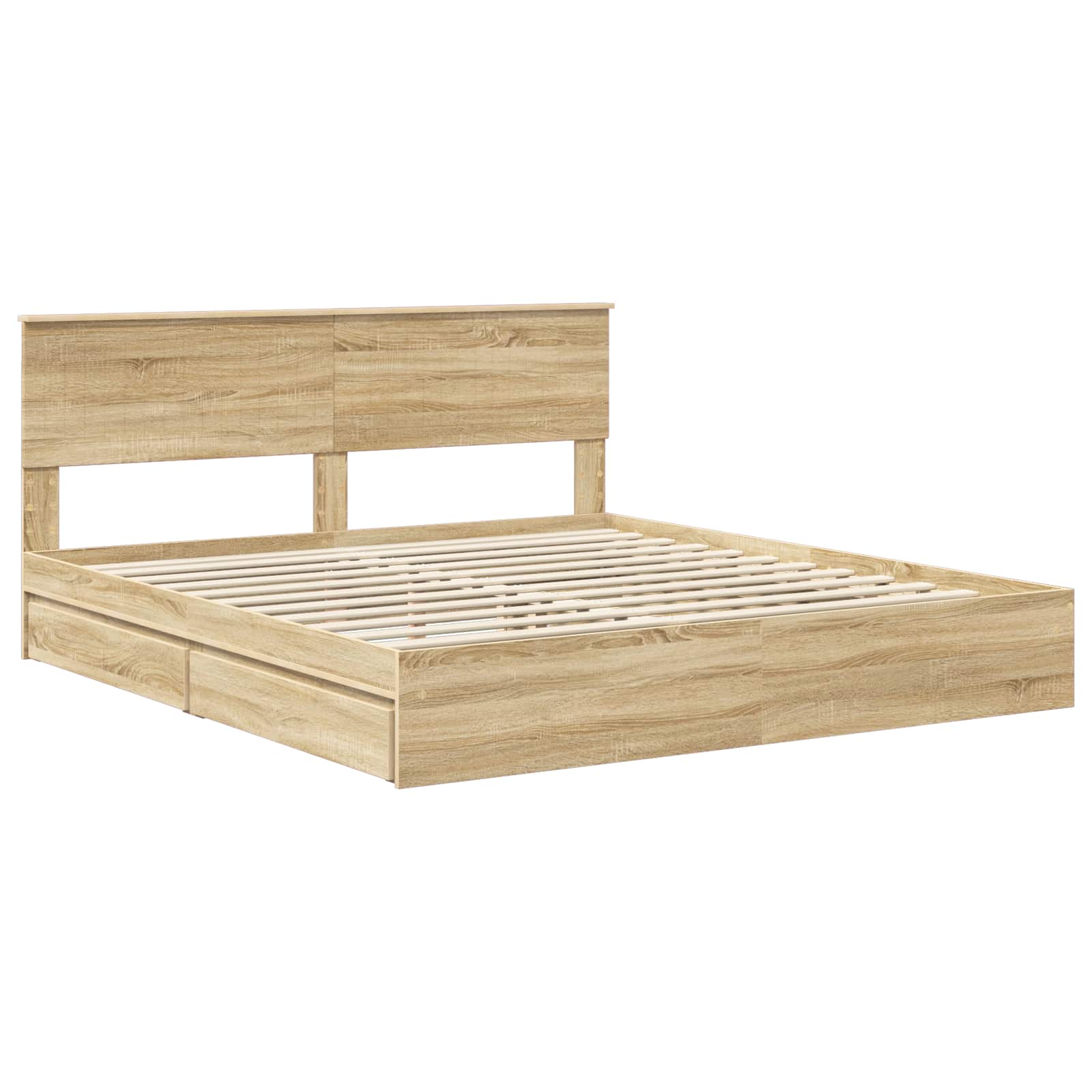 Opslag bed met lade Sonoma Eiken 180 x 200 cm Bewerkt hout is nu te koop bij PeponiXL, paradijselijk wonen!