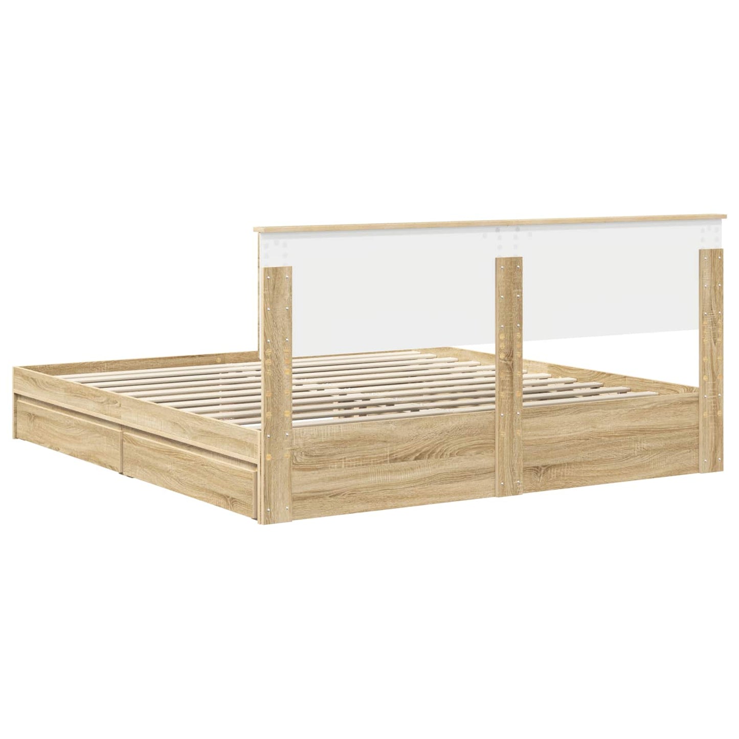 Opslag bed met lade Sonoma Eiken 180 x 200 cm Bewerkt hout is nu te koop bij PeponiXL, paradijselijk wonen!