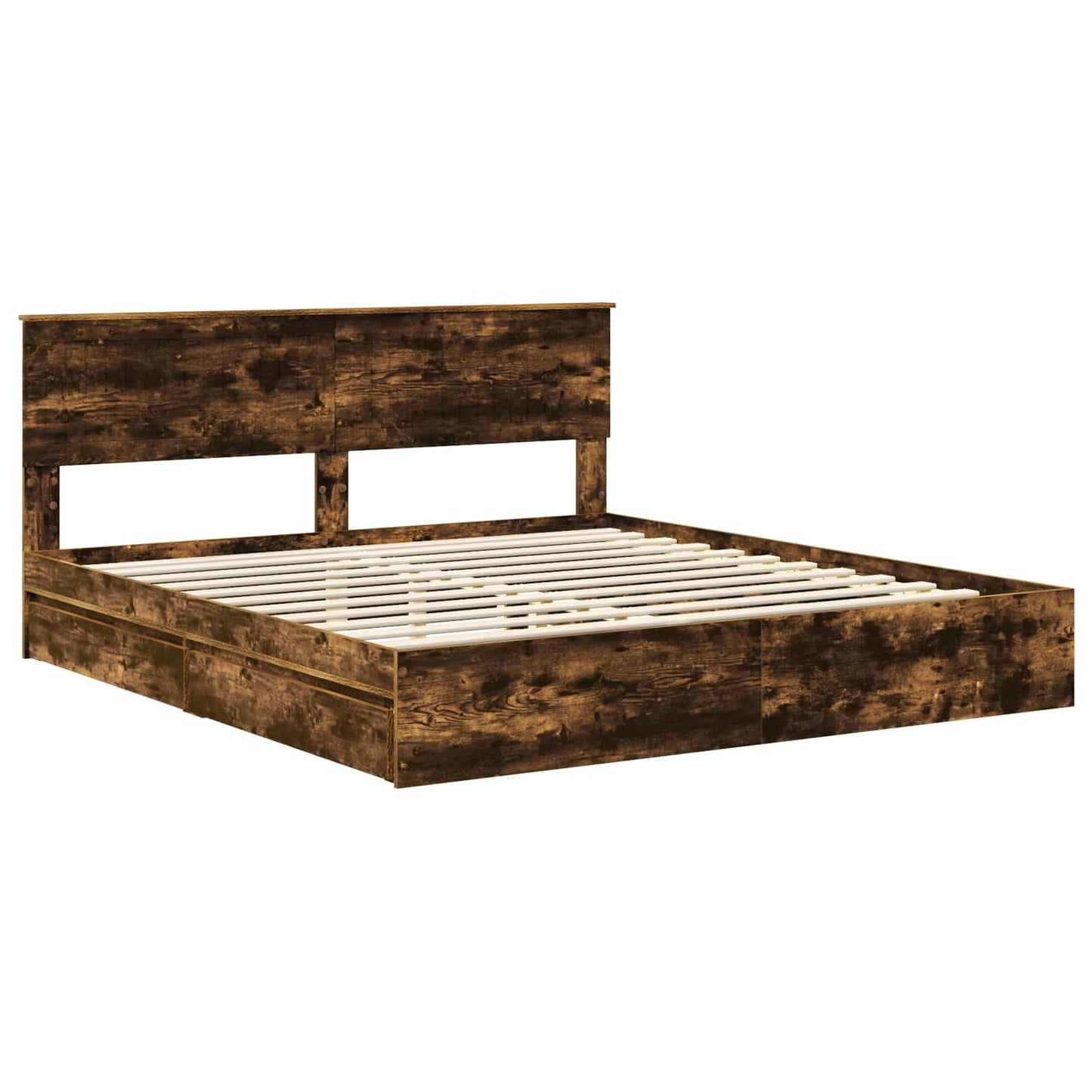 Opslag bed met lade Gerookt eiken 180 x 200 cm Bewerkt hout is nu te koop bij PeponiXL, paradijselijk wonen!