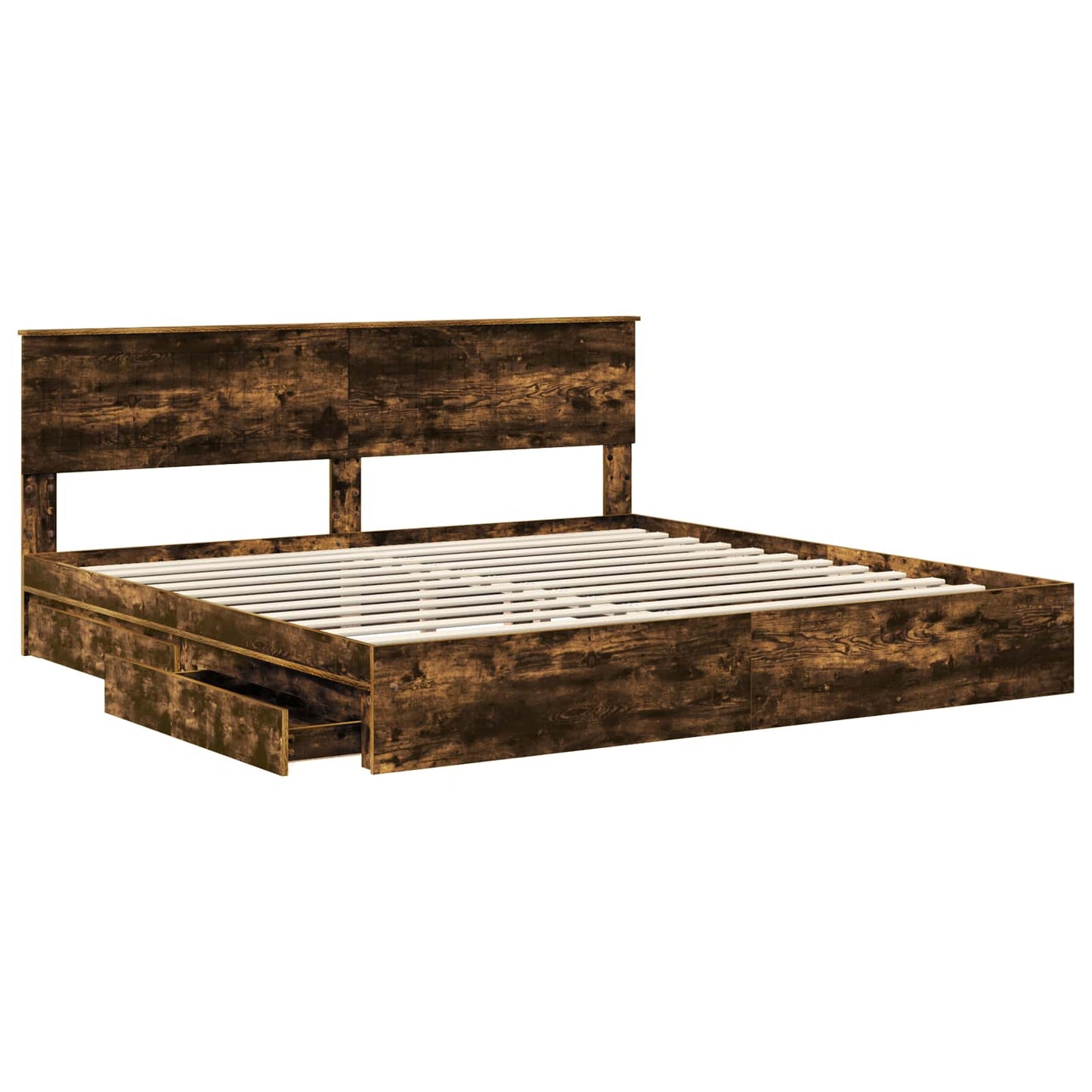 Opslag bed met lade Gerookt eiken 180 x 200 cm Bewerkt hout is nu te koop bij PeponiXL, paradijselijk wonen!