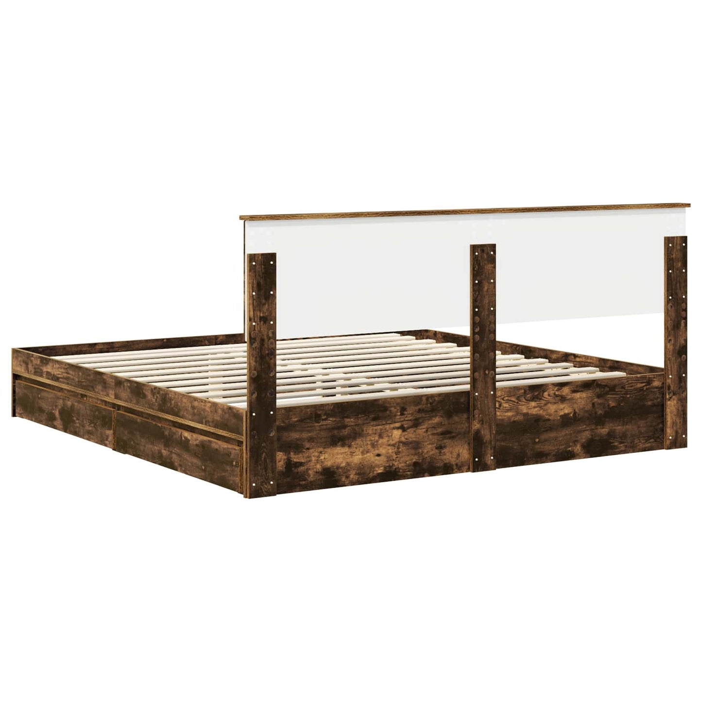 Opslag bed met lade Gerookt eiken 180 x 200 cm Bewerkt hout is nu te koop bij PeponiXL, paradijselijk wonen!