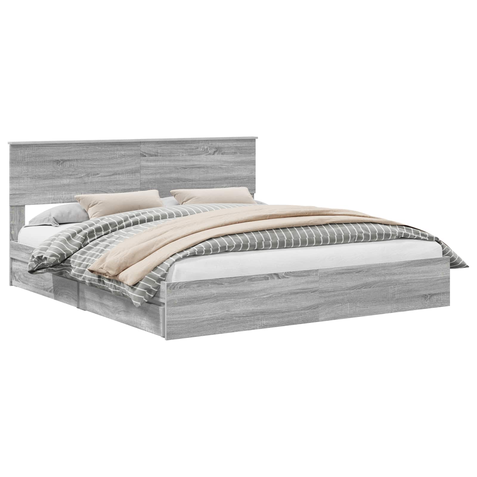 Opslag bed met lade Grijs Sonoma 180 x 200 cm Bewerkt hout is nu te koop bij PeponiXL, paradijselijk wonen!