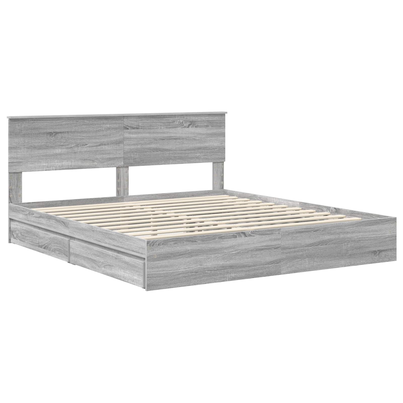 Opslag bed met lade Grijs Sonoma 180 x 200 cm Bewerkt hout is nu te koop bij PeponiXL, paradijselijk wonen!