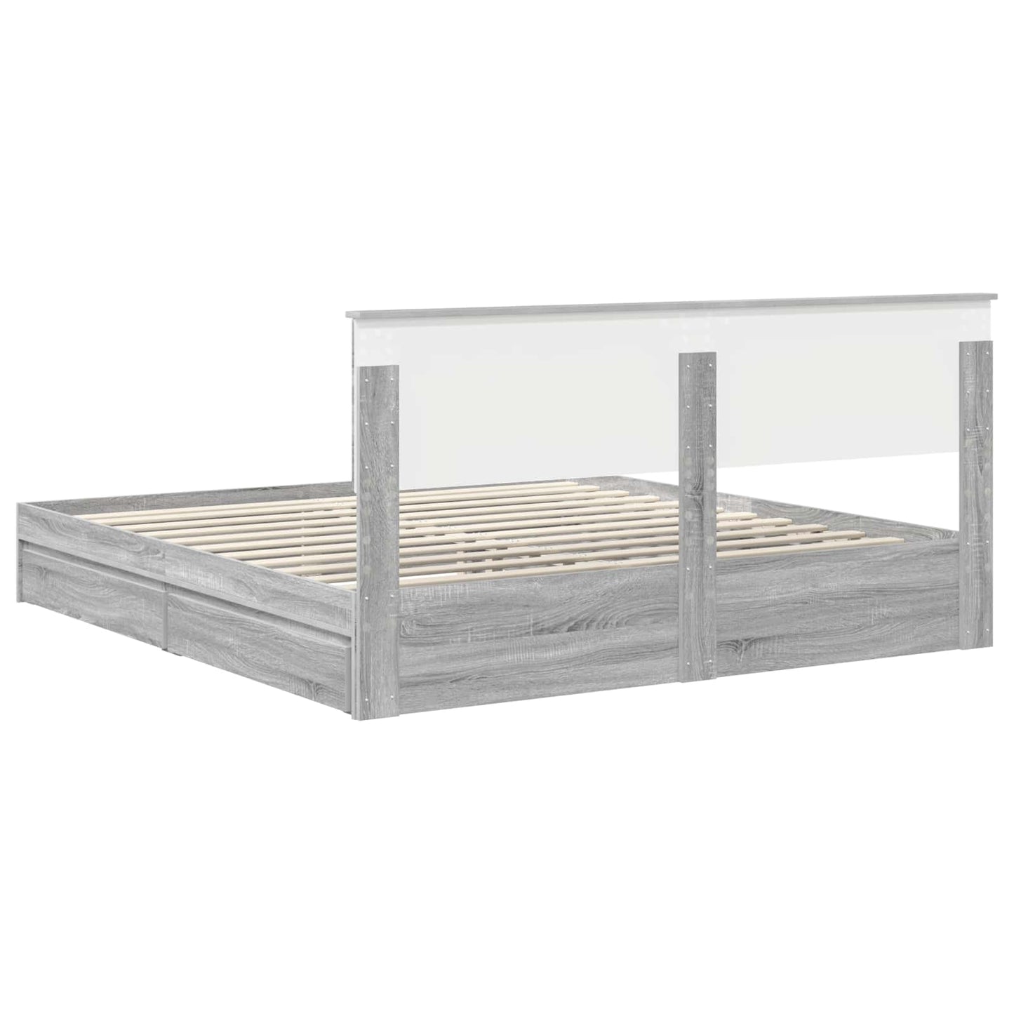 Opslag bed met lade Grijs Sonoma 180 x 200 cm Bewerkt hout is nu te koop bij PeponiXL, paradijselijk wonen!