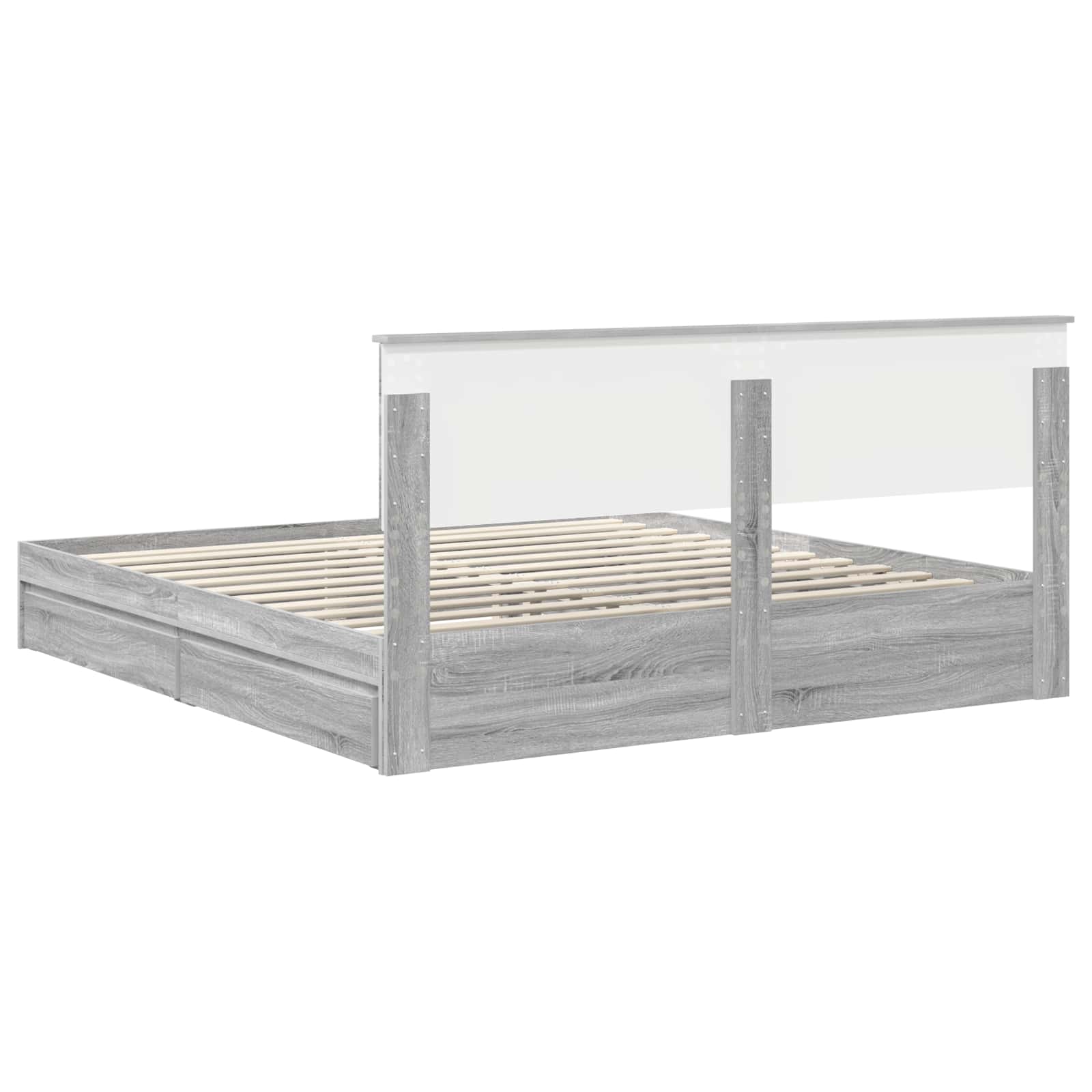 Opslag bed met lade Grijs Sonoma 180 x 200 cm Bewerkt hout is nu te koop bij PeponiXL, paradijselijk wonen!