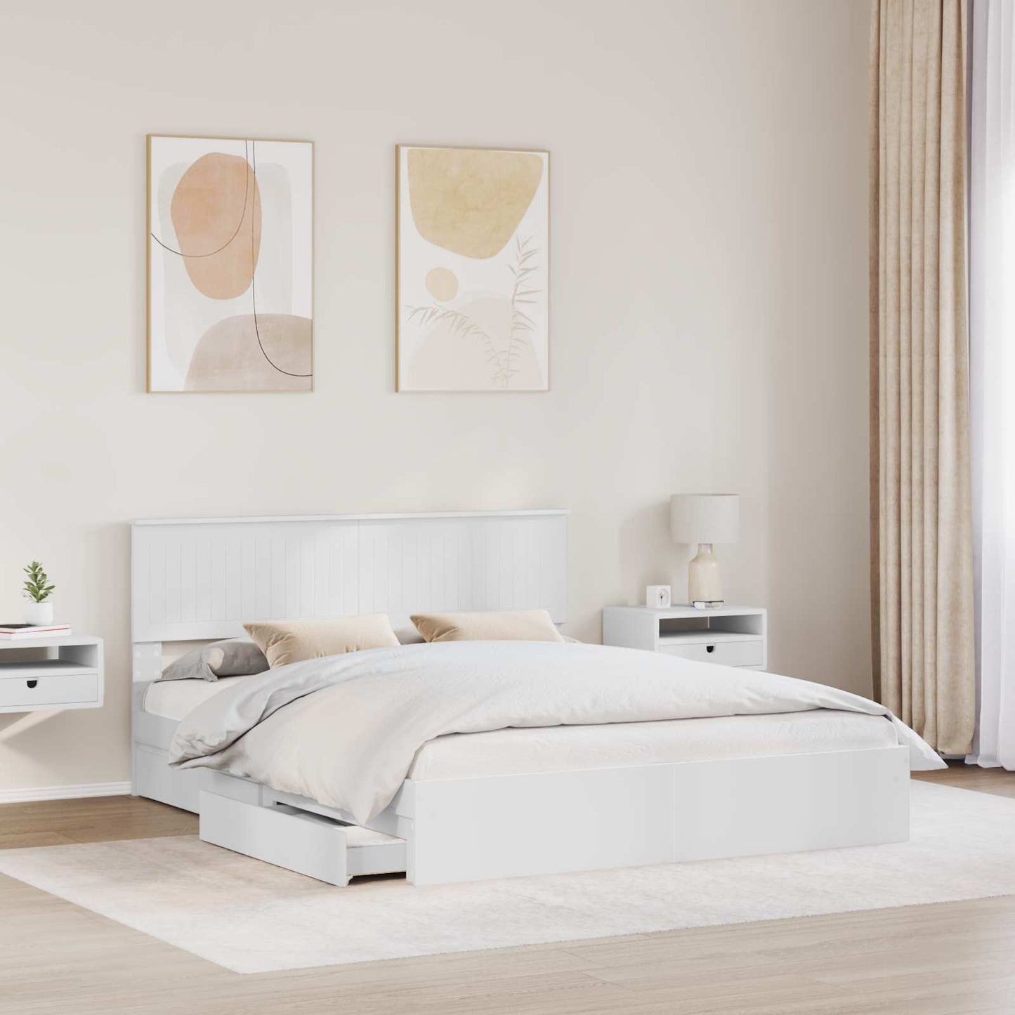 Opslag bed met hoofdeinde Wit 160 x 200 cm Bewerkt hout is nu te koop bij PeponiXL, paradijselijk wonen!