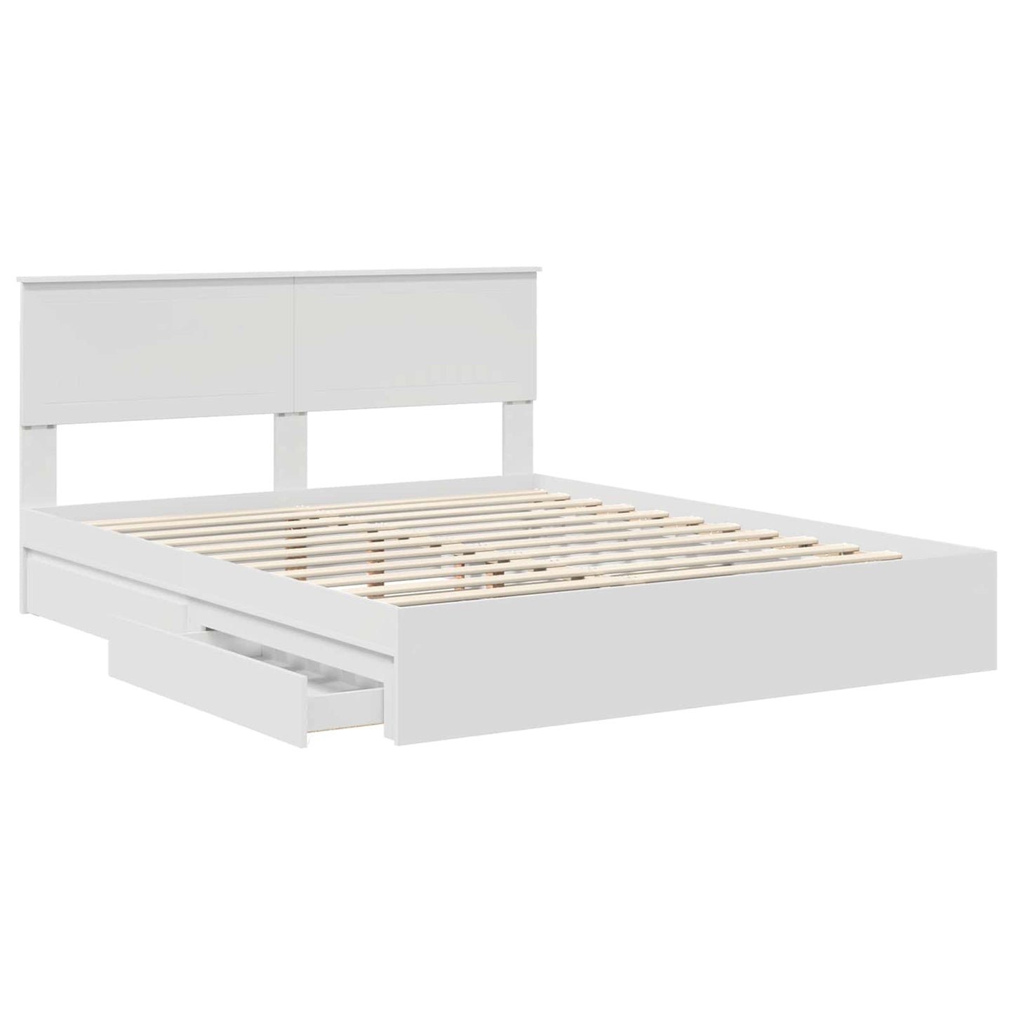Opslag bed met hoofdeinde Wit 160 x 200 cm Bewerkt hout is nu te koop bij PeponiXL, paradijselijk wonen!