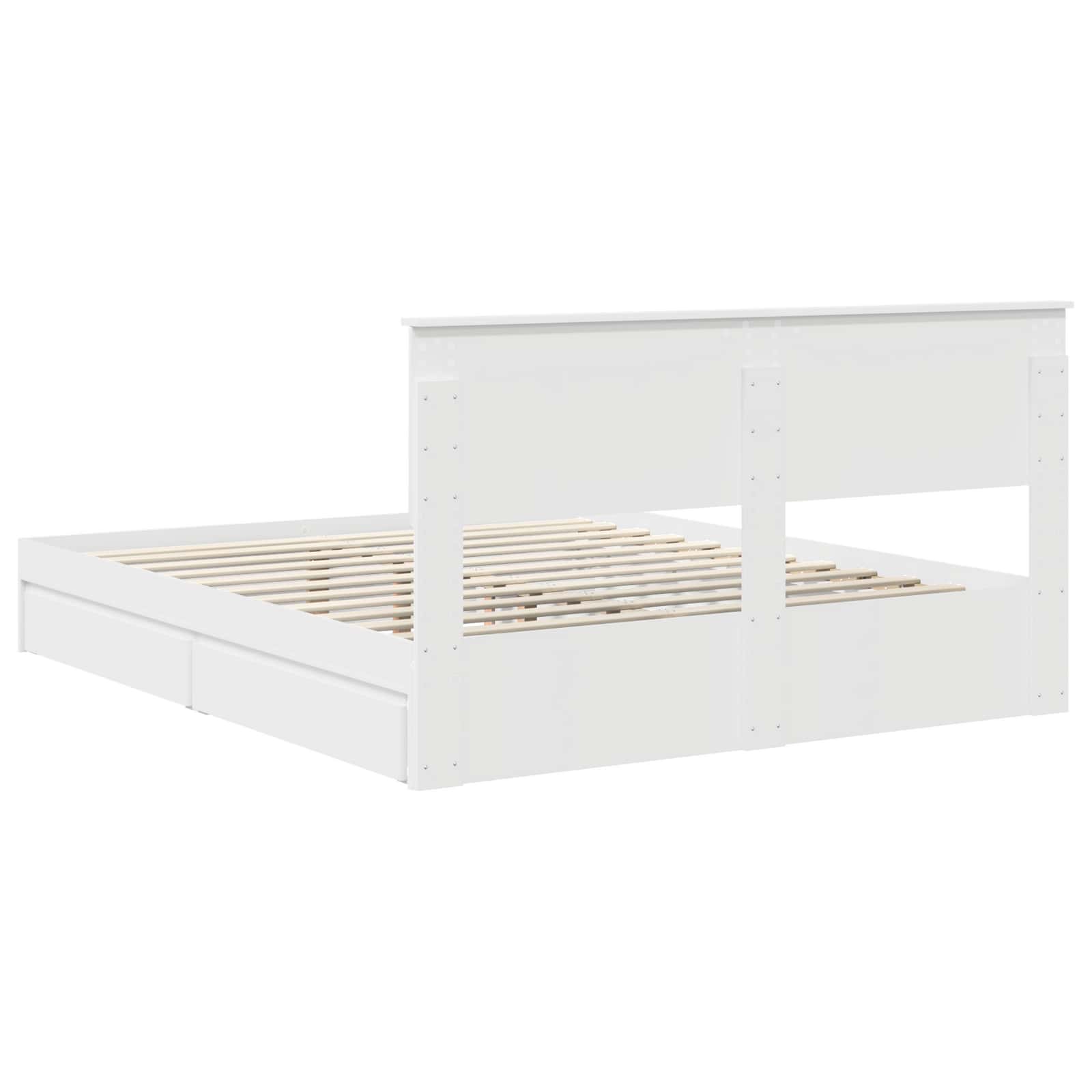 Opslag bed met hoofdeinde Wit 160 x 200 cm Bewerkt hout is nu te koop bij PeponiXL, paradijselijk wonen!