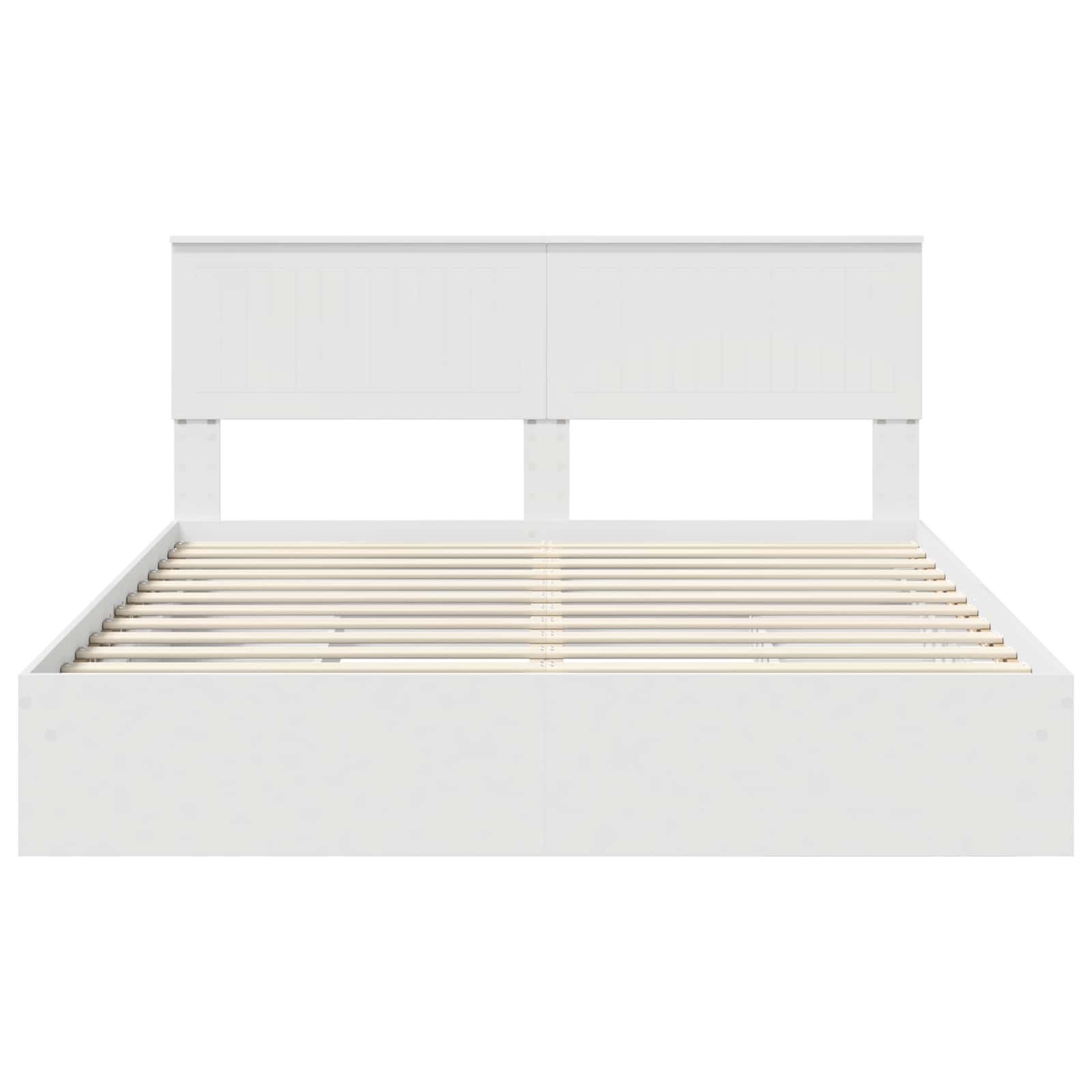 Opslag bed met hoofdeinde Wit 160 x 200 cm Bewerkt hout is nu te koop bij PeponiXL, paradijselijk wonen!